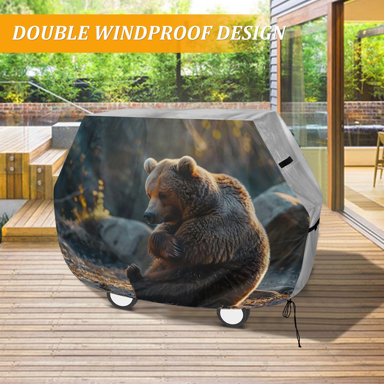 【KOOLOSET】Grizzly Bear Fur Hood Padding Amazon.com : GOODOLD Sitting Bear Pattern Grill Cover for