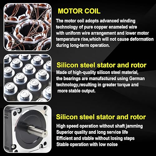 Miniatura 3 de CNCTOPBAOS 12N.m Nema34 Motor paso a paso 1600oz-en 6.063 in 5A 1.8, con eje de llave de 0.551 in, router CNC híbrido de 2 fases 86 Motor para
