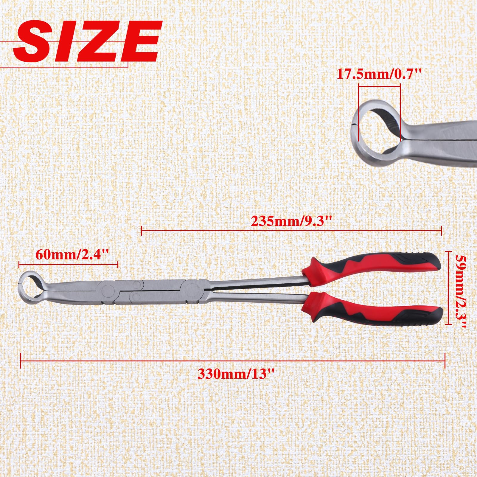 LEONTOOL Extra Long Nose Hose Grip Pliers 13" Spark Plug Pliers Long Reach XL Pivot Ring Nose Plier Hose Removal Plier with Serrated Jaw Spark Plug Boot Puller for Hard to Reach Narrow Spaces,Large - Image 3