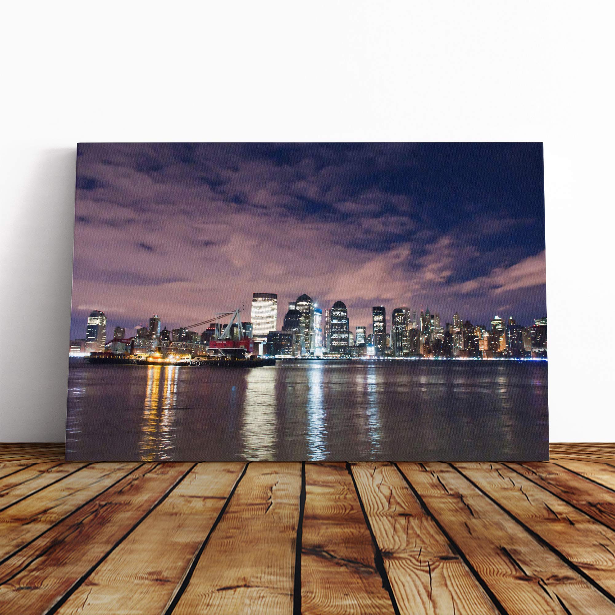 New York City Skyline (5) Canvas Print | Gallery Wrapped 30mm Frame Wall Art | 30x20 inches | Ready to Hang | Modern Cityscape Picture | Living Room Bedroom Lounge Office