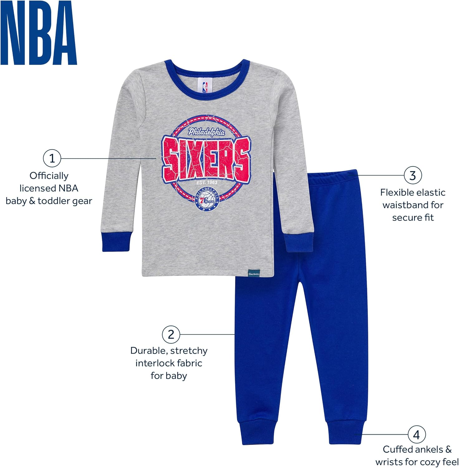 Gerber unisex-baby Nba Team Snug Fit Cotton Pajamas - Image 6