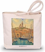 favplace Shopping Bag City Marseille France Tote Bag Shopping Bag Shopping Bag for Travel or Home Travel Backpack Bag Jute Bag
