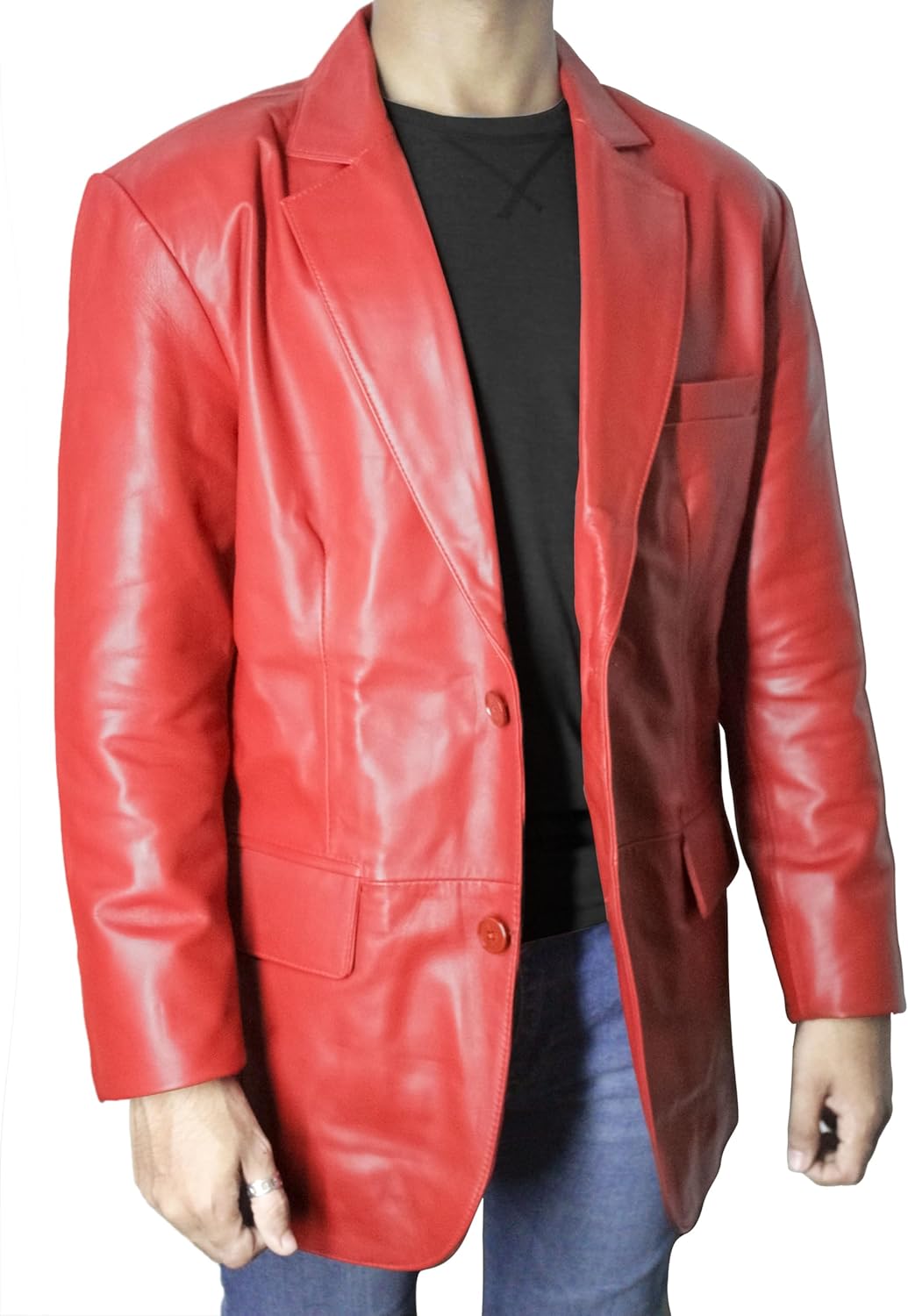 Lambskin Leather Blazer for Men Casual - Mens Leather Blazer Jacket Genuine Leather Sport Coat Men