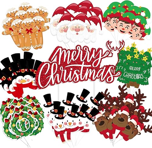 Juego de 73 piezas de adornos de cupcakes de Navidad para árbol de Navidad, muñeco de nieve, Papá Noel, pan de jengibre, reno, elfo, tema,