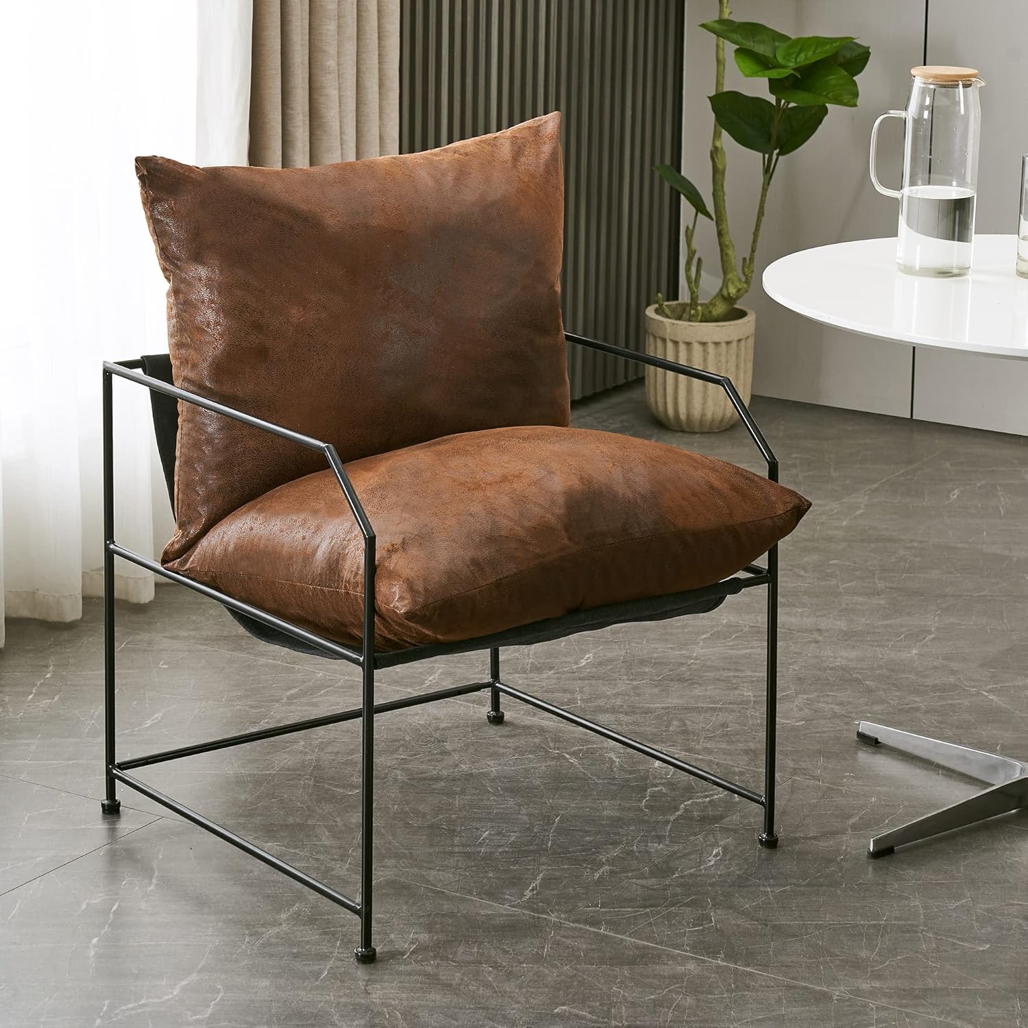 Homy Grigio Leather Chairs Living Room Chairs Set of 2 & 1