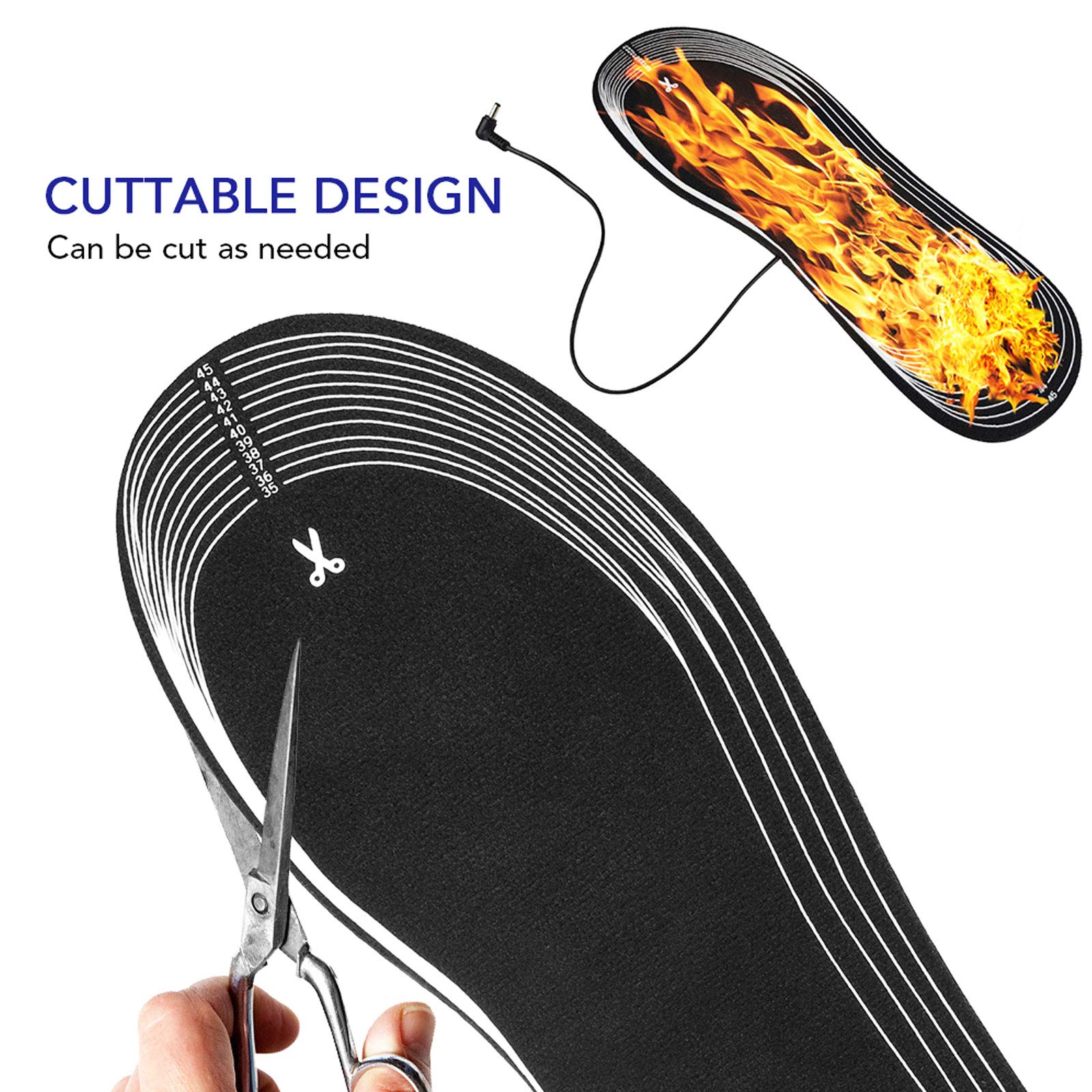 NANANA Semelle Chauffante USB, Semelle Thermiques Électrique Unisexe Semelles Pieds Warmers Semelles Intérieures Taille Peut Être Coupé et Lavable pour d'hiver, Randonnée, de Camping, Taille 35-46,F
