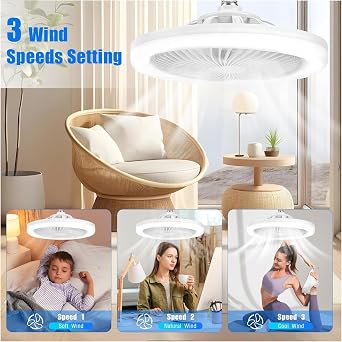 Led Light Ceiling Fan - 3 Different Light Modes, 3 Level Powerful Fan Modes, Remote Control, Quiet Operation, Adjustable Brightness Adjustment, Easy Installation, Led Light Ceiling Propeller Fan [Energy Class A++]