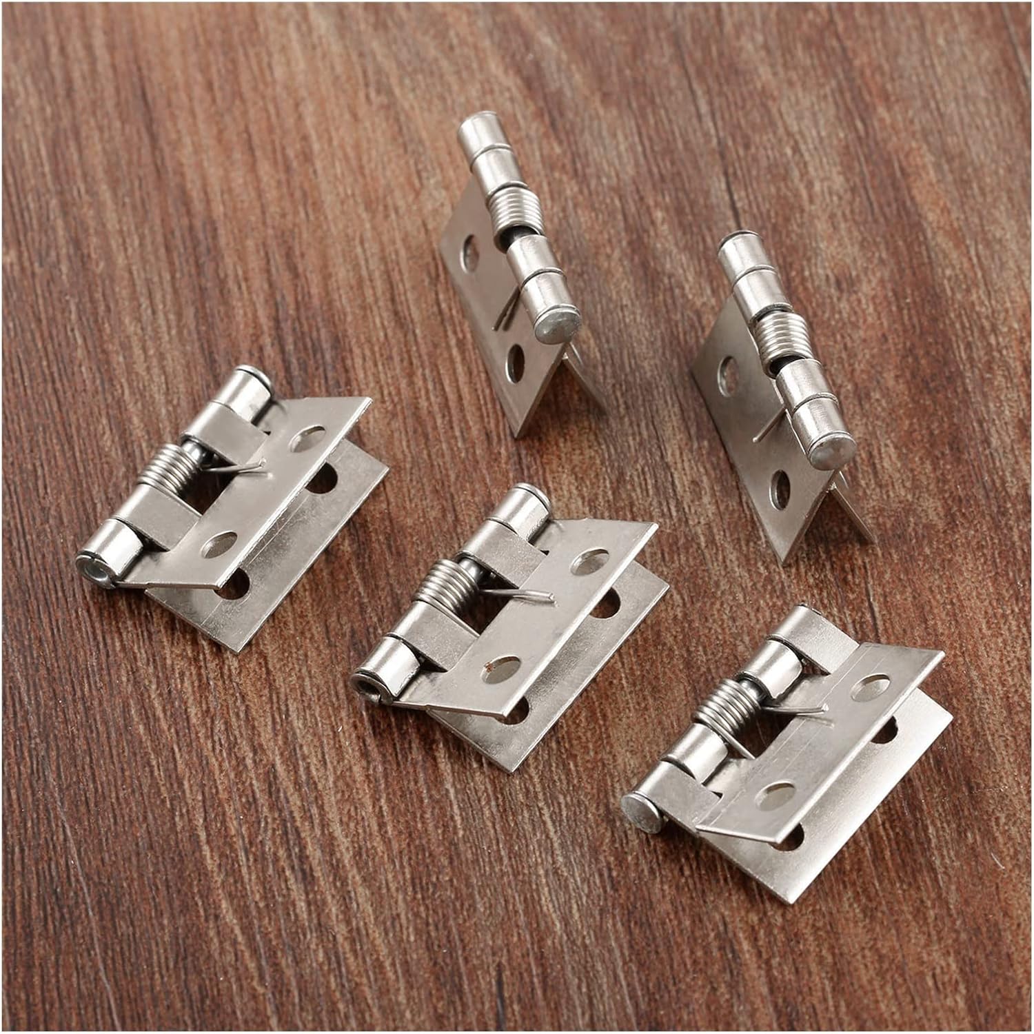 Hinges 10pcs/lot Spring Hinges Stainless Steel Butt Hinge Silver 4 Holes Cabinet Drawer Door Jewelry Wood Box Decor 26 * 31MM w/Screws