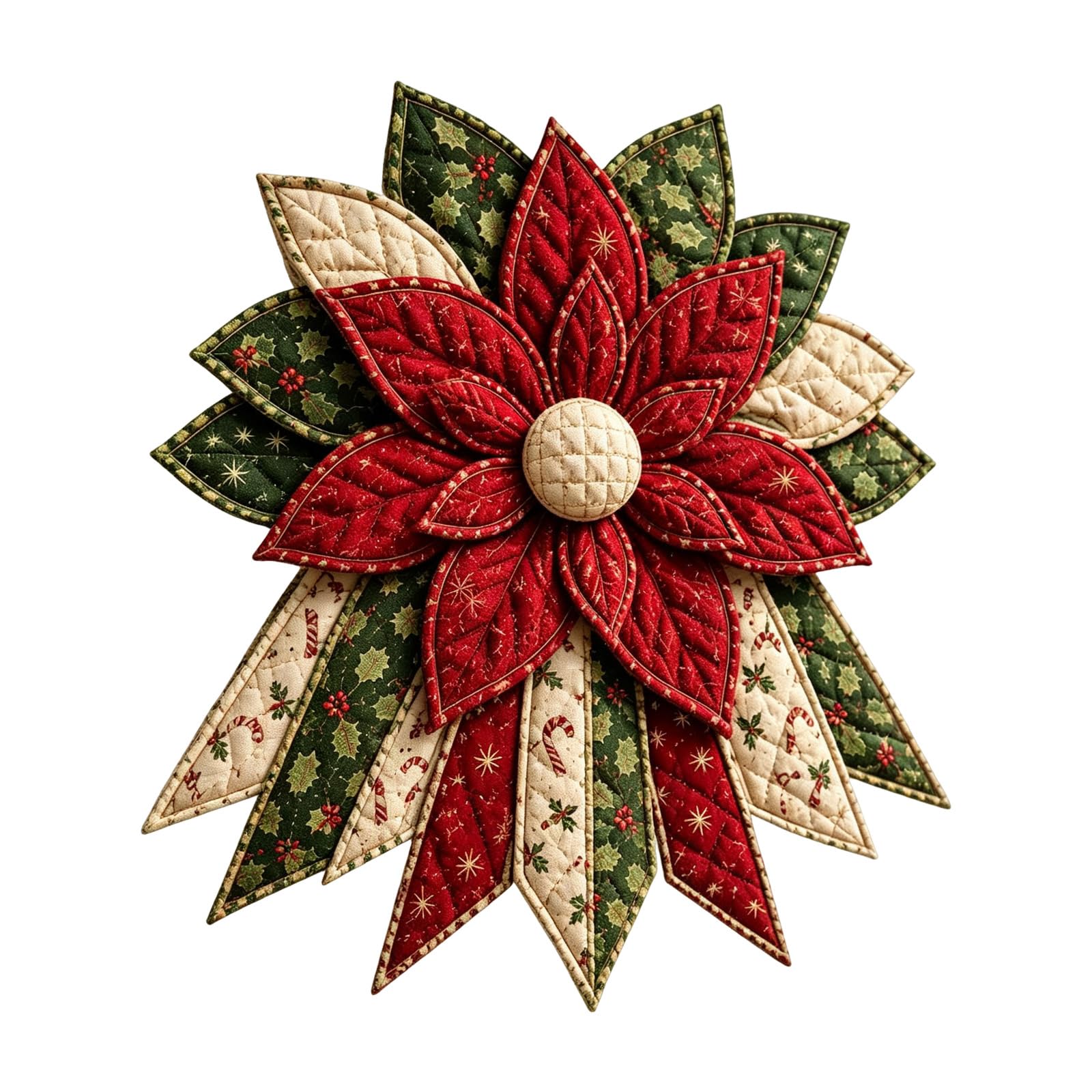 Festive Quilted Christmas Door Hanging DIY Sewing Kit, Christmas Quilted Bow DIY Kit with Fabric, Batting, Thread, Templates & Instructions, Patchwork Hanging Decor Kit for Door Wall Display (# B)