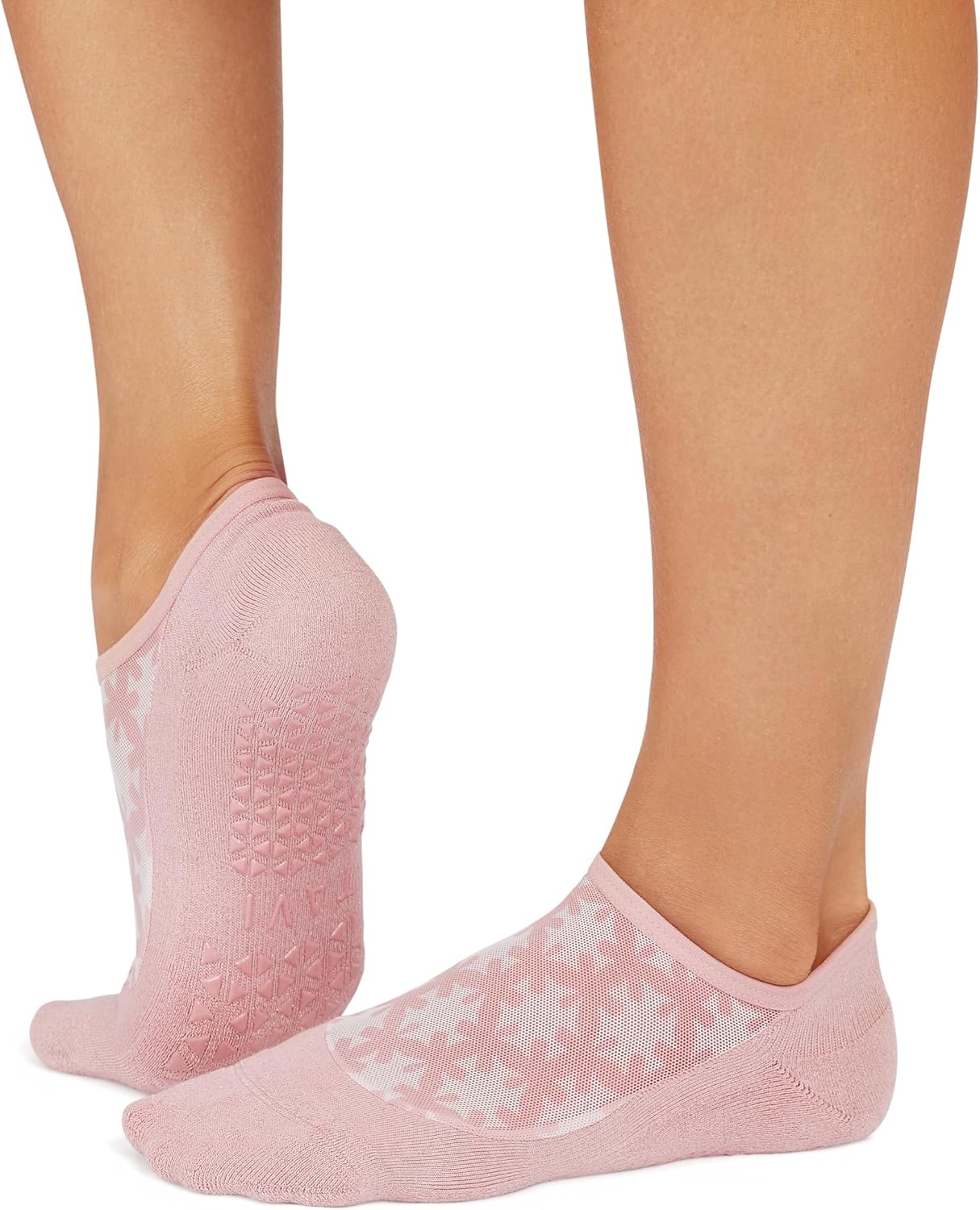 TAVI Women's Maddie Grip Socks - Non-Slip Yoga, Barre & Pilates Socks - Petal, Medium