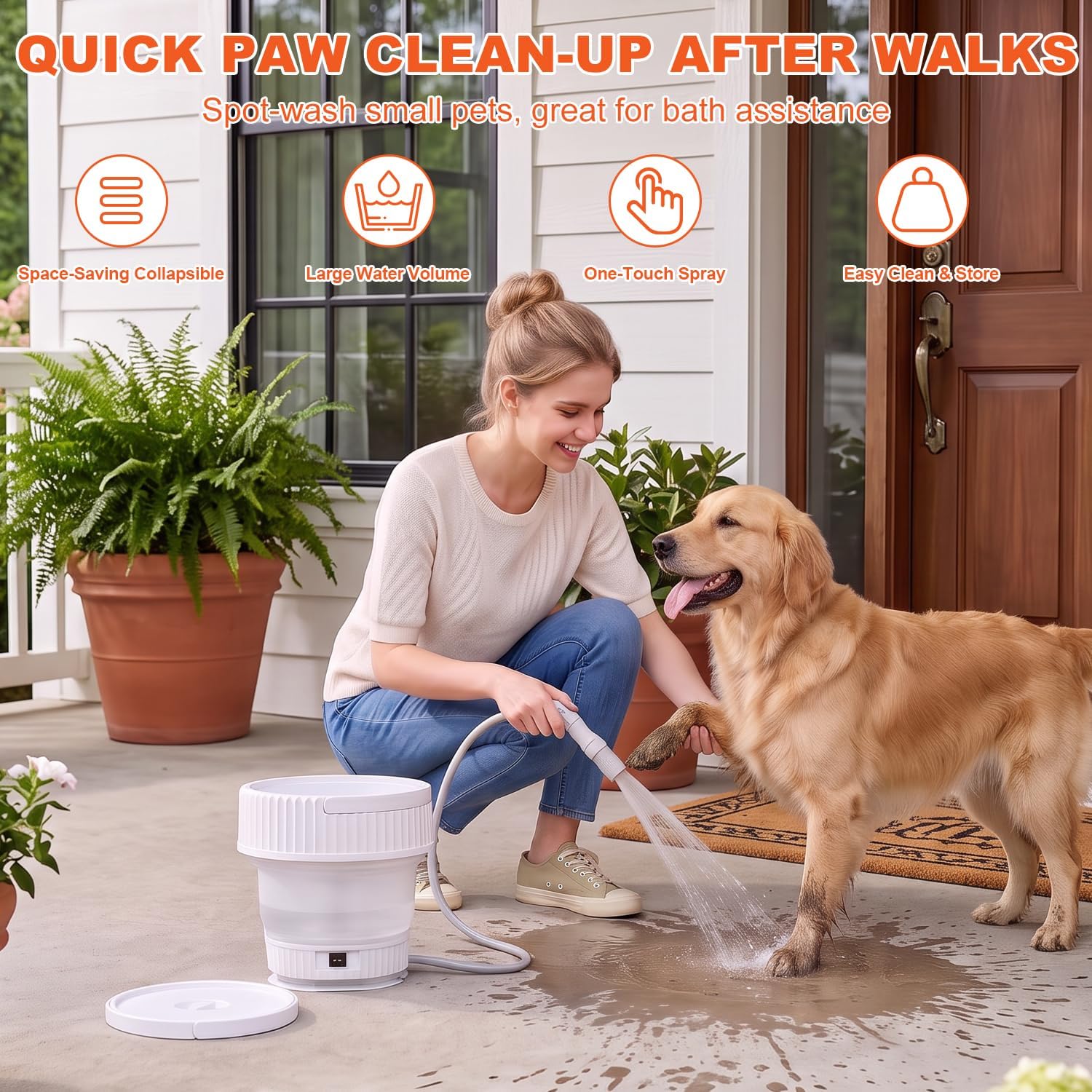 Quiet Portable Shower for Pet, 2L Battery‑Operated Outdoor Shower for Travel Pet Dog Cat Bathing Garden Watering, Batteries NOT Included image 3