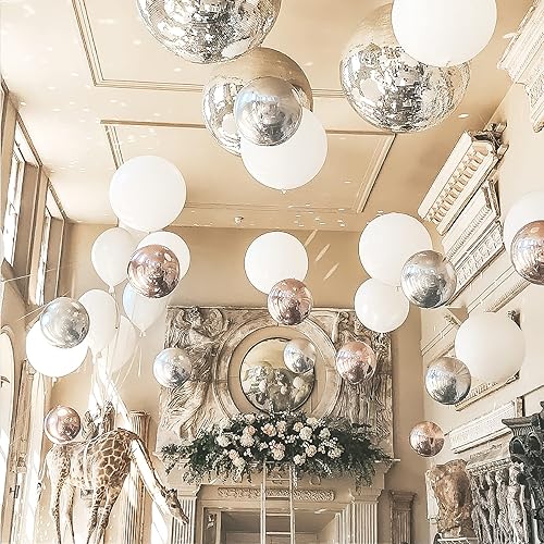 Miniatura 7 de PartyWoo 6 globos de papel de aluminio plateado y 6 globos de papel de aluminio plateado disco