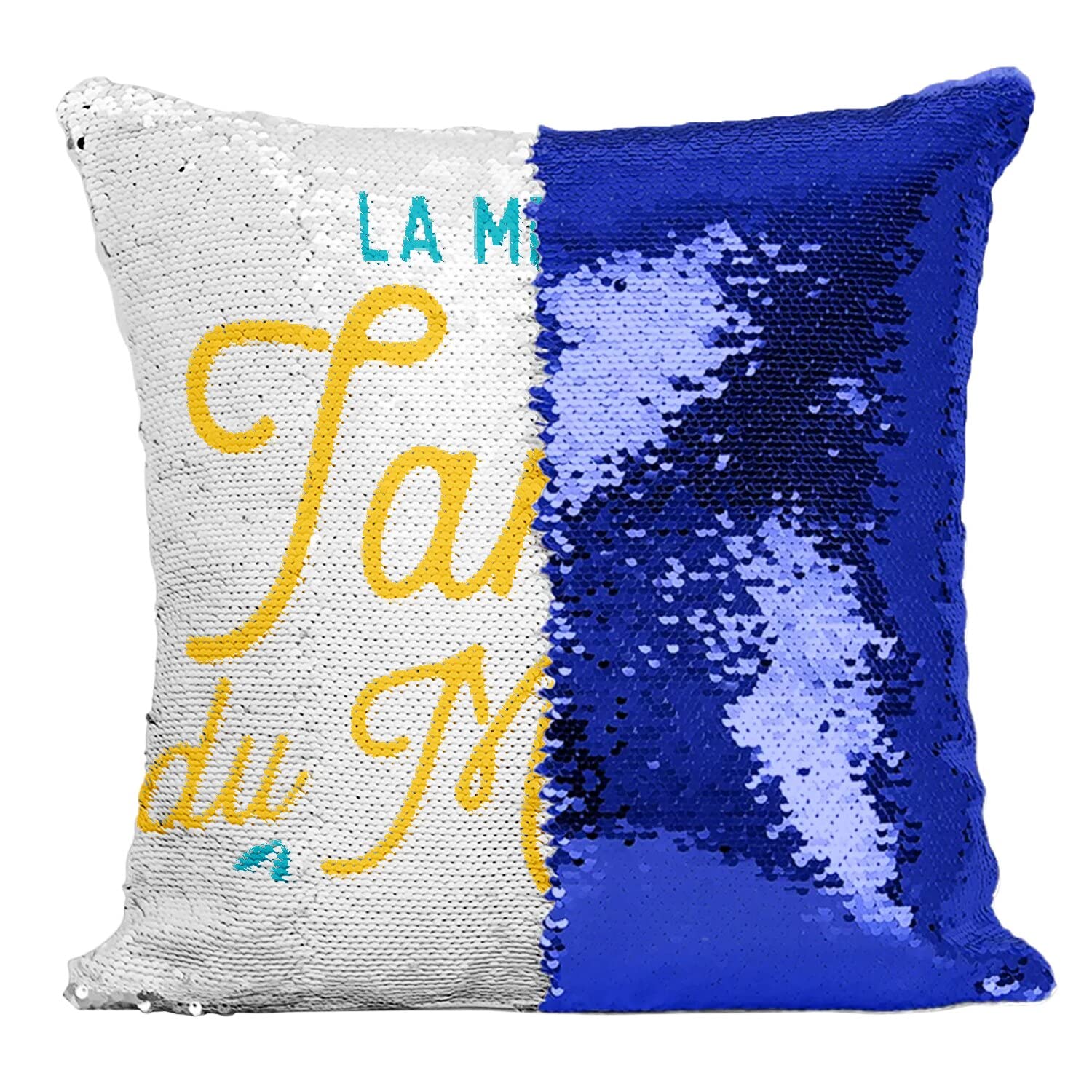 Coussin Paillettes Bleu Tata : un message d'amour scintillant pour votre famille