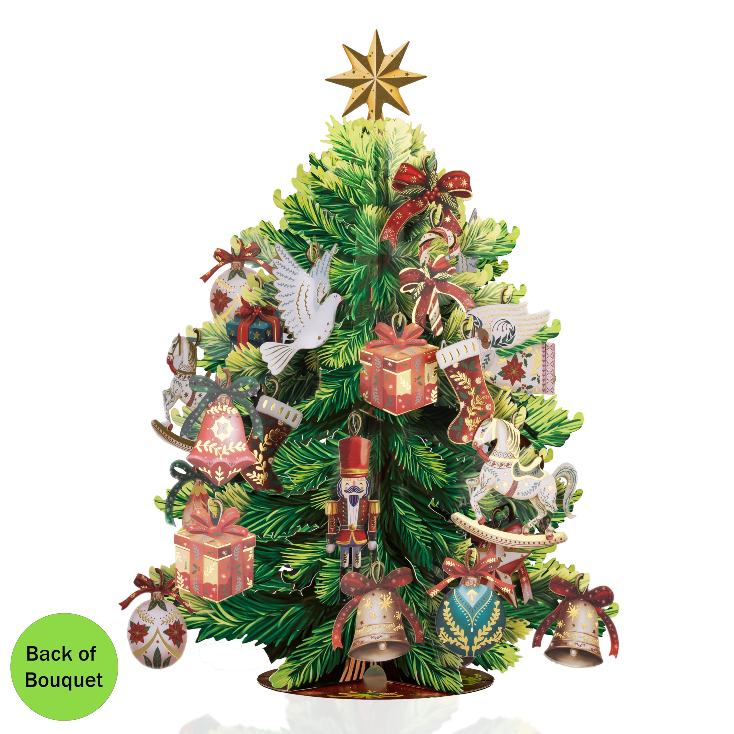 Weihnachtsbaum-Pop-Up-Karte, 3D-Grußkarte, Displaygröße 32,5 x 21,6 cm, für immer Baum, Weihnachtsdekoration, Papierblumenstrauß, Geschenk für die Weihnachtszeit, inklusive Umschlag und