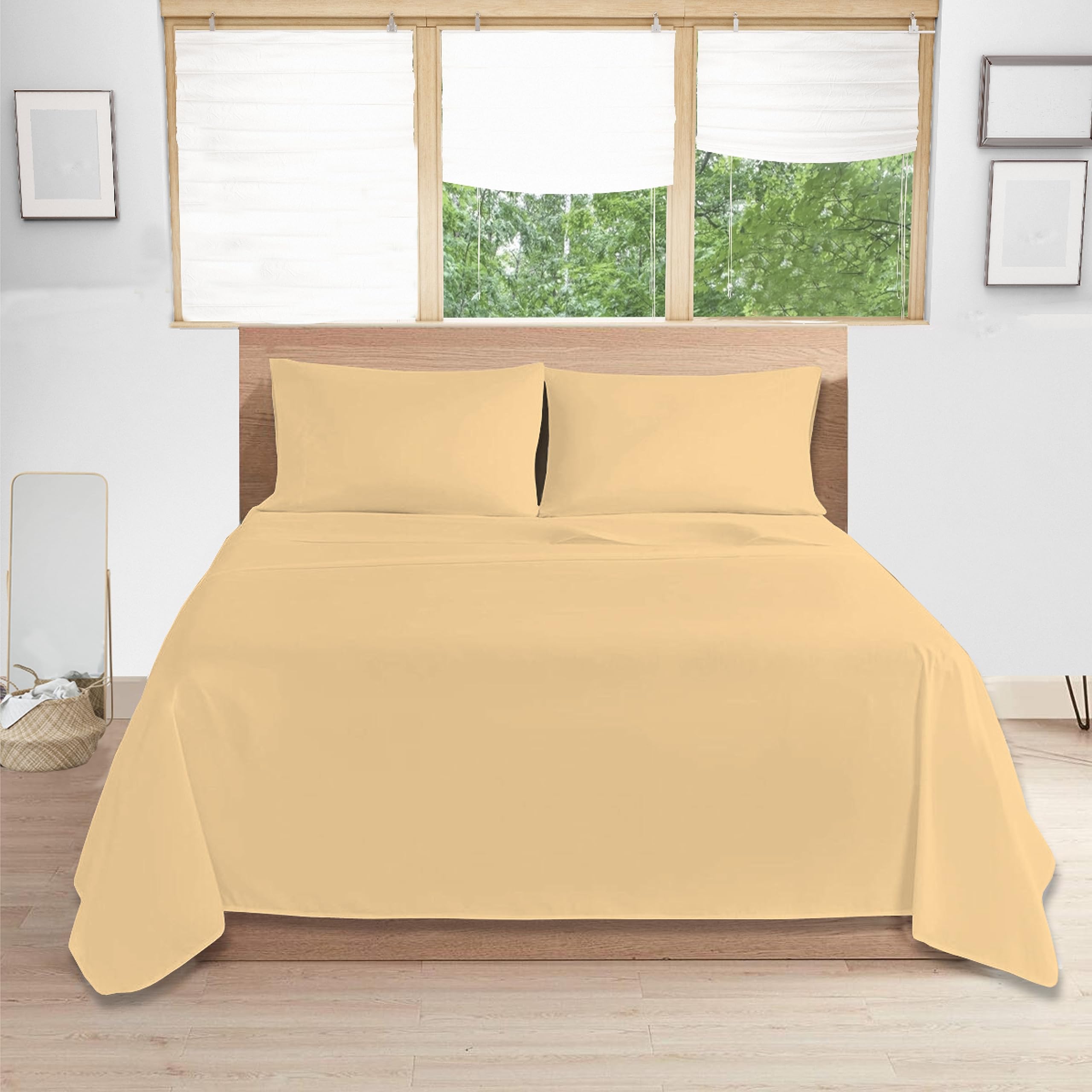 Comfy Nights 100% Egyptian Cotton King Size Flat Bed Sheet 200 Thread Count Soft Fade, Shrinkage and Wringle Resitan, Latte - King