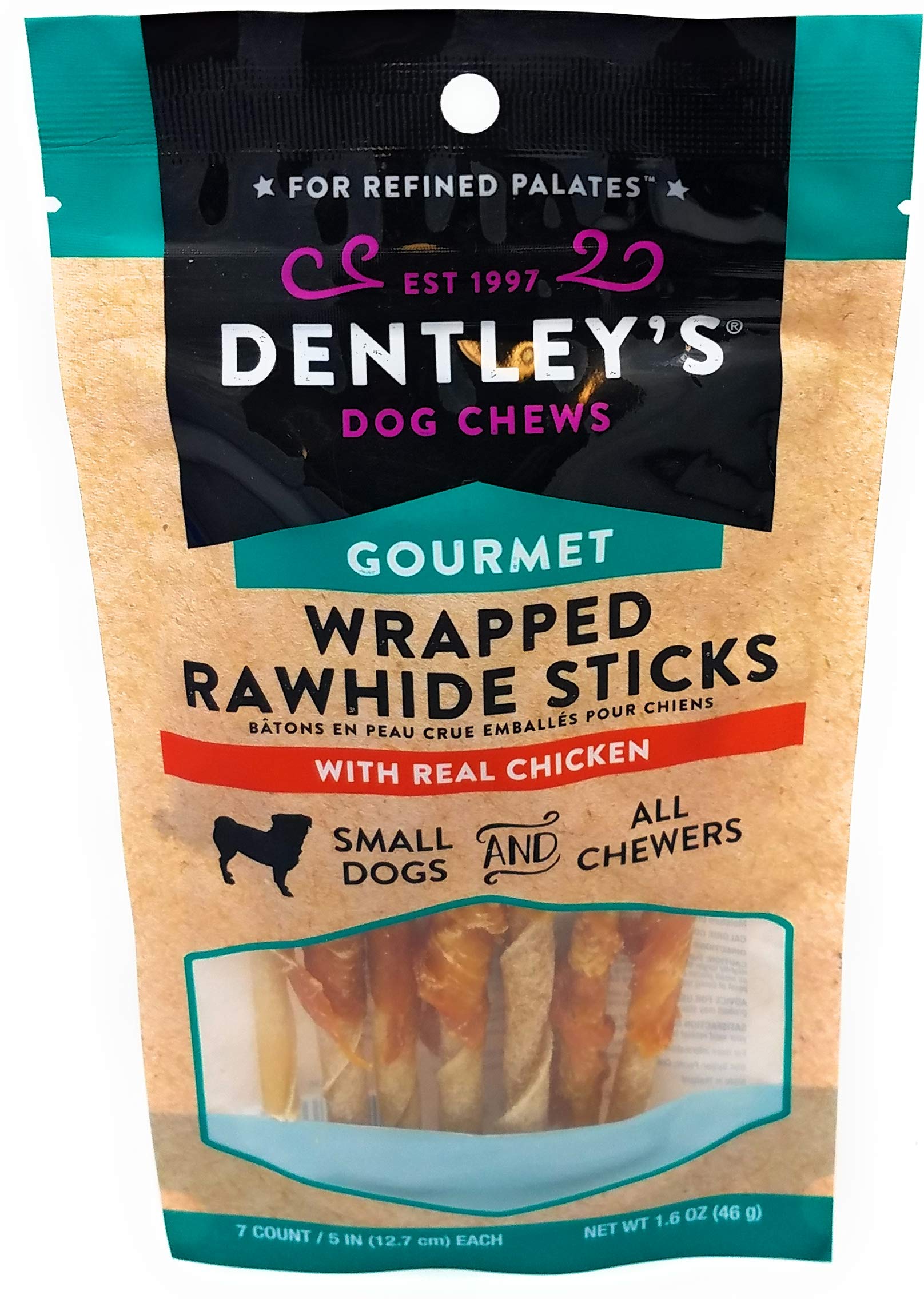 Dentley's Gourmet Wrapped Rawhide Sticks Dog Treats - Chicken - 9.1 oz/40 count 