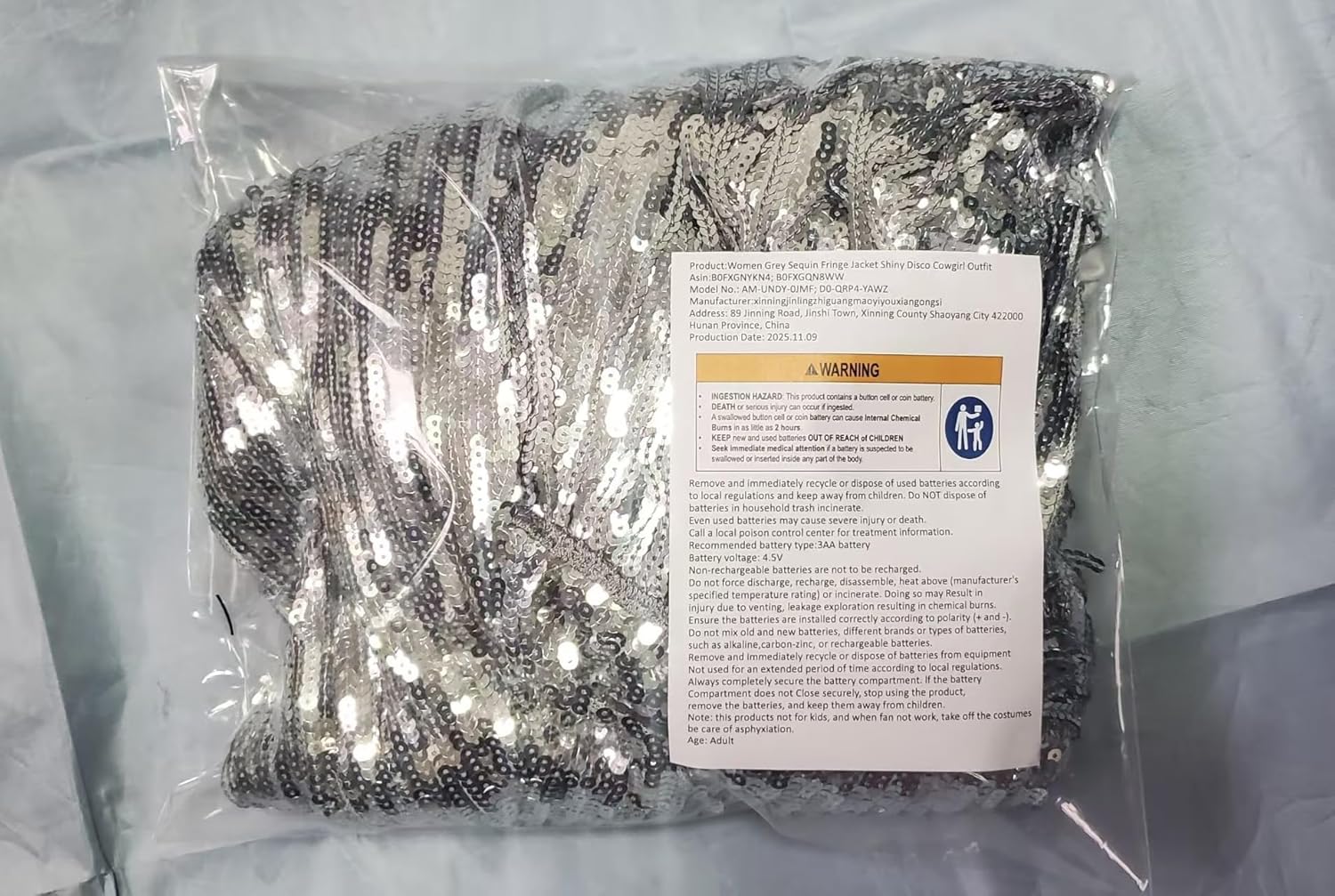 Women Sequin Coat LED Light Up Fringe Tassel Disco Cowgirl Outfit Blue Tooth SYNC - Image 8