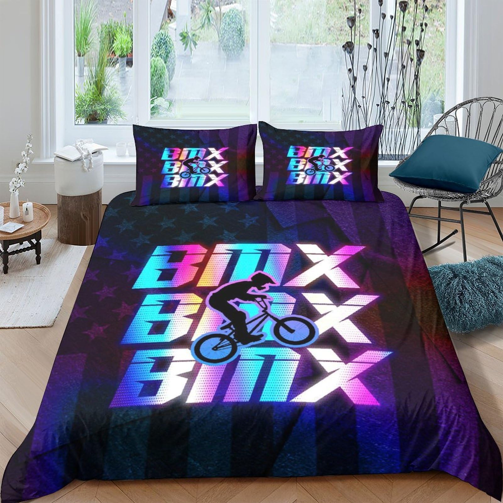 Ctjqhvkz Style-8 3D Printed Bmx Graffiti Fitted Sheet Microfiber Soft Non Slip Bed Cover For Bedroom Dorm Mattress Protection Single（135X200cm）