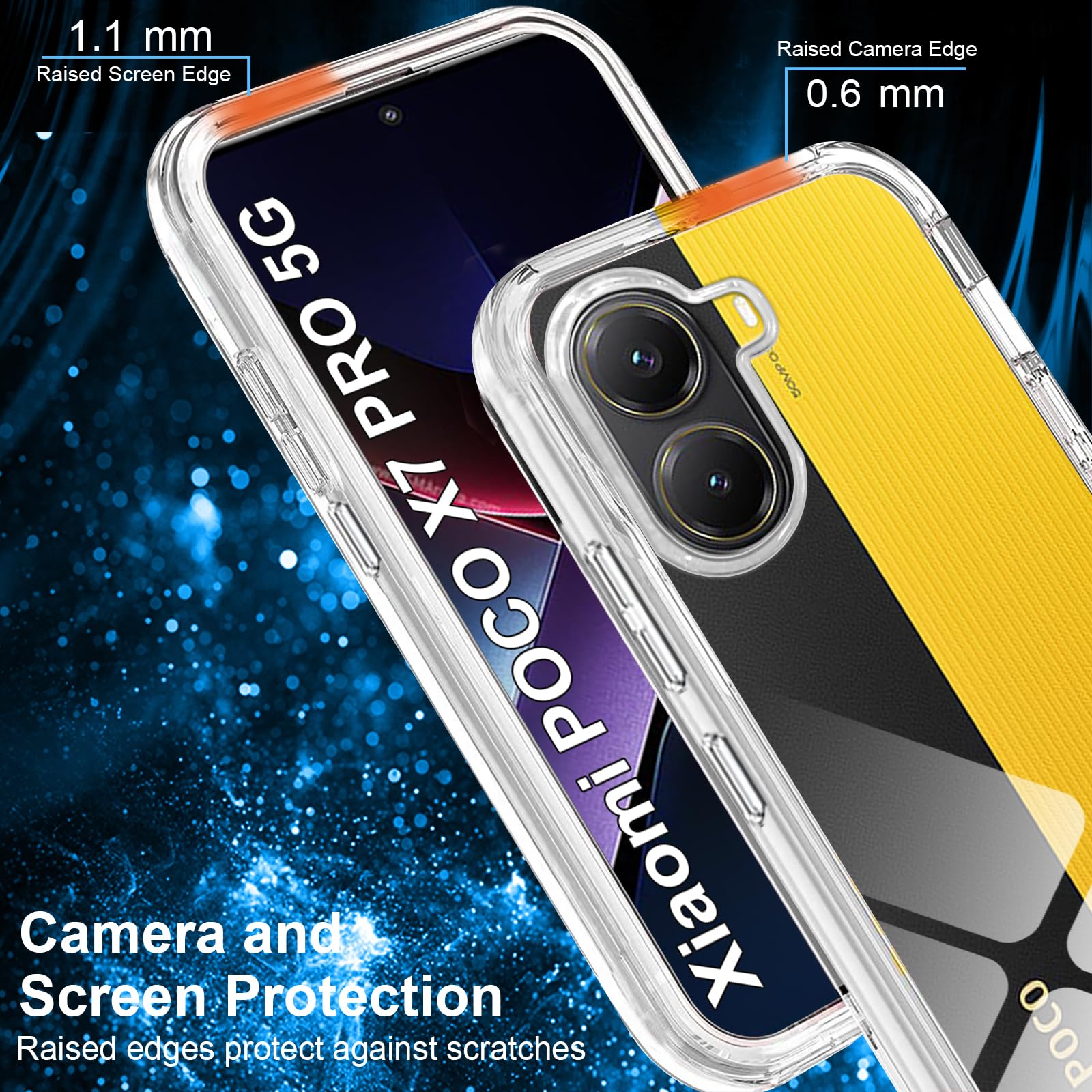Etui do Xiaomi Poco X7 Pro 5G, odporne na wstrząsy etui do Poco X7 Pro z osłoną ekranu 360 Full Body Wytrzymała dwustronna przezroczysta obudowa TPU do Poco X7 Pro 5G, przezroczysta