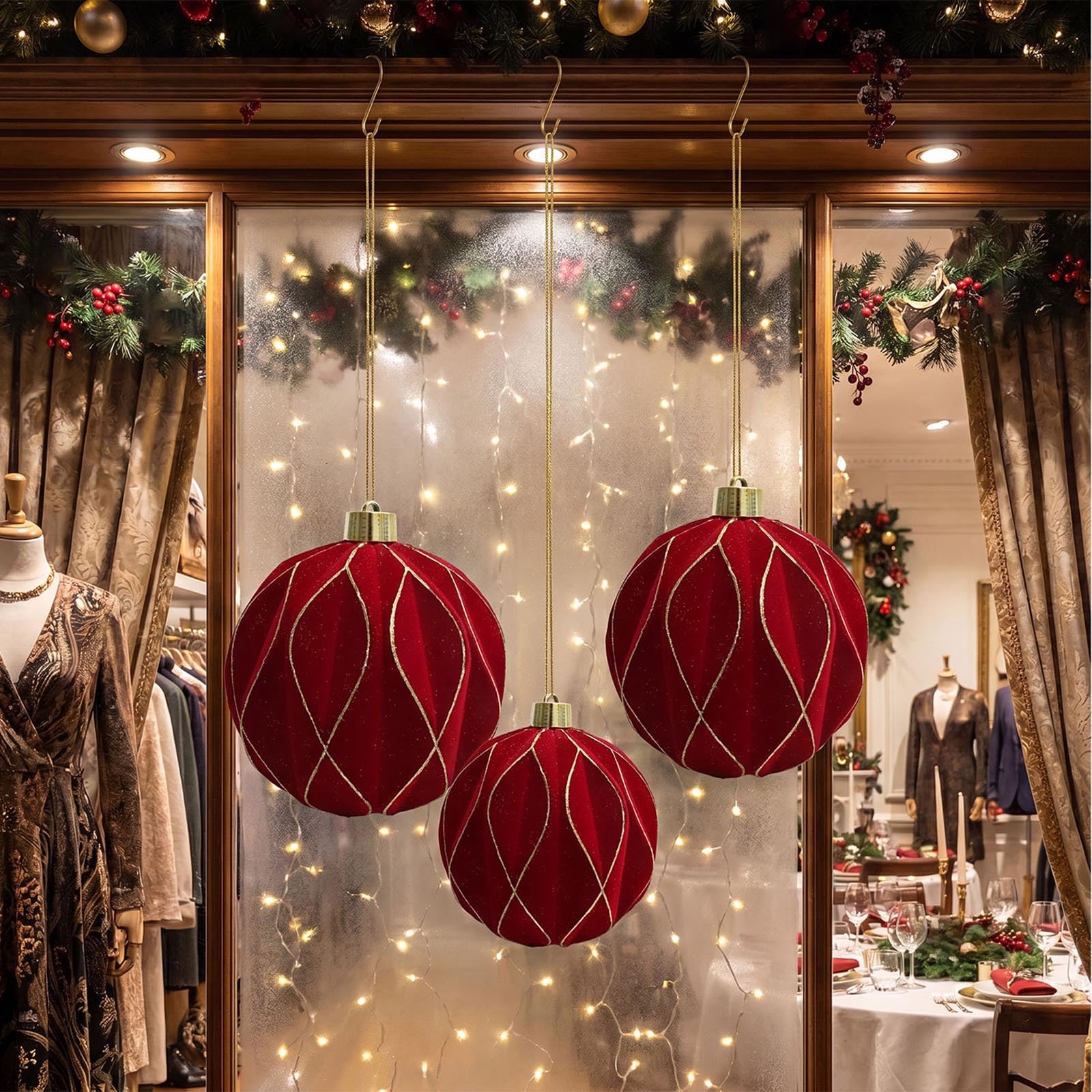 Boule de Noël veloutée à imprimé Scintillant, Boules de Noël en plastomère incassables pour Manteaux d ' Arbre, décoration de Porte, Globes de terrasse de Vacances