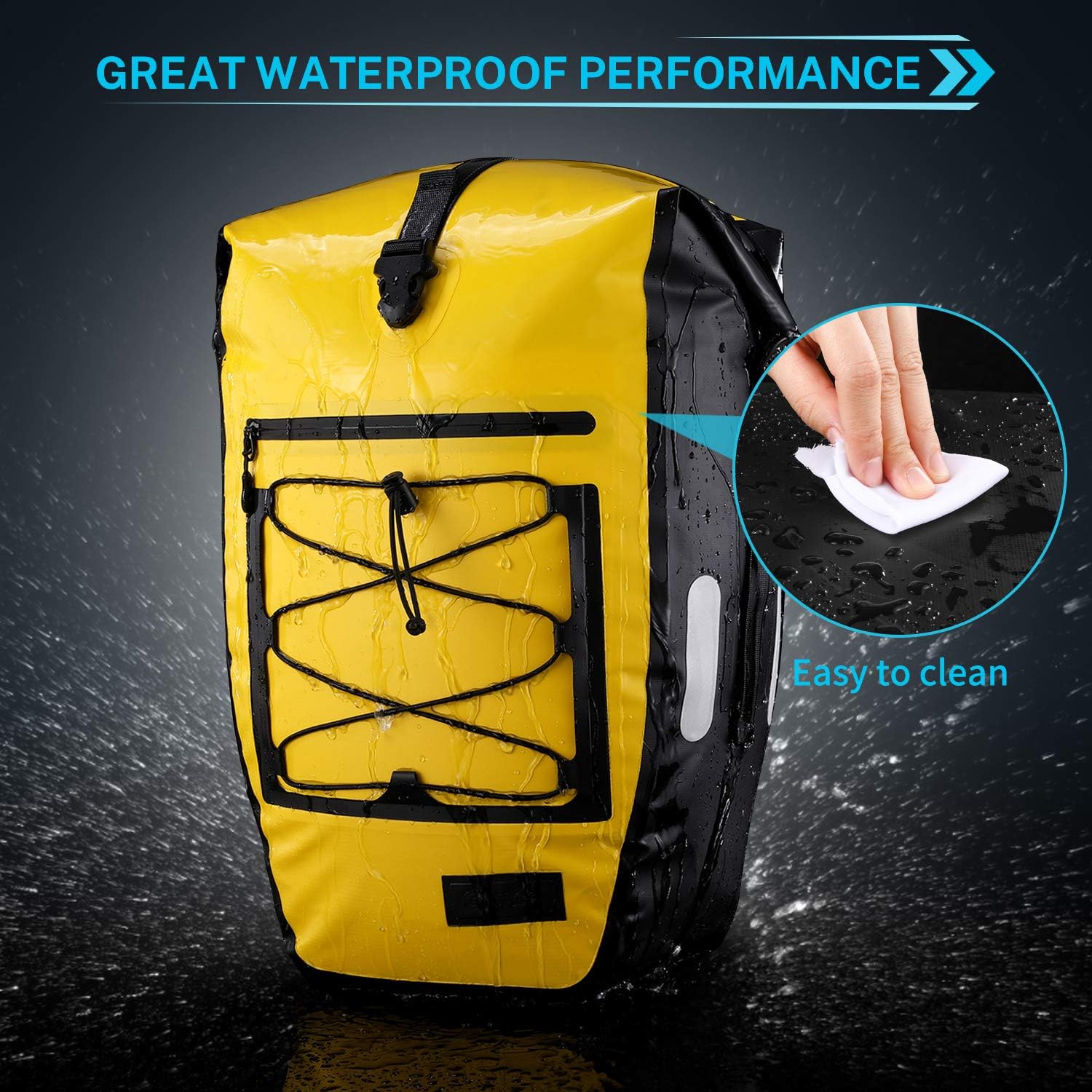 Gonex Upgrade Bicycle Panniers Waterproof Bike Bag Pannier Rear Rack 27L for Cycling Bicycling Traveling Riding Yellow, 2 packs