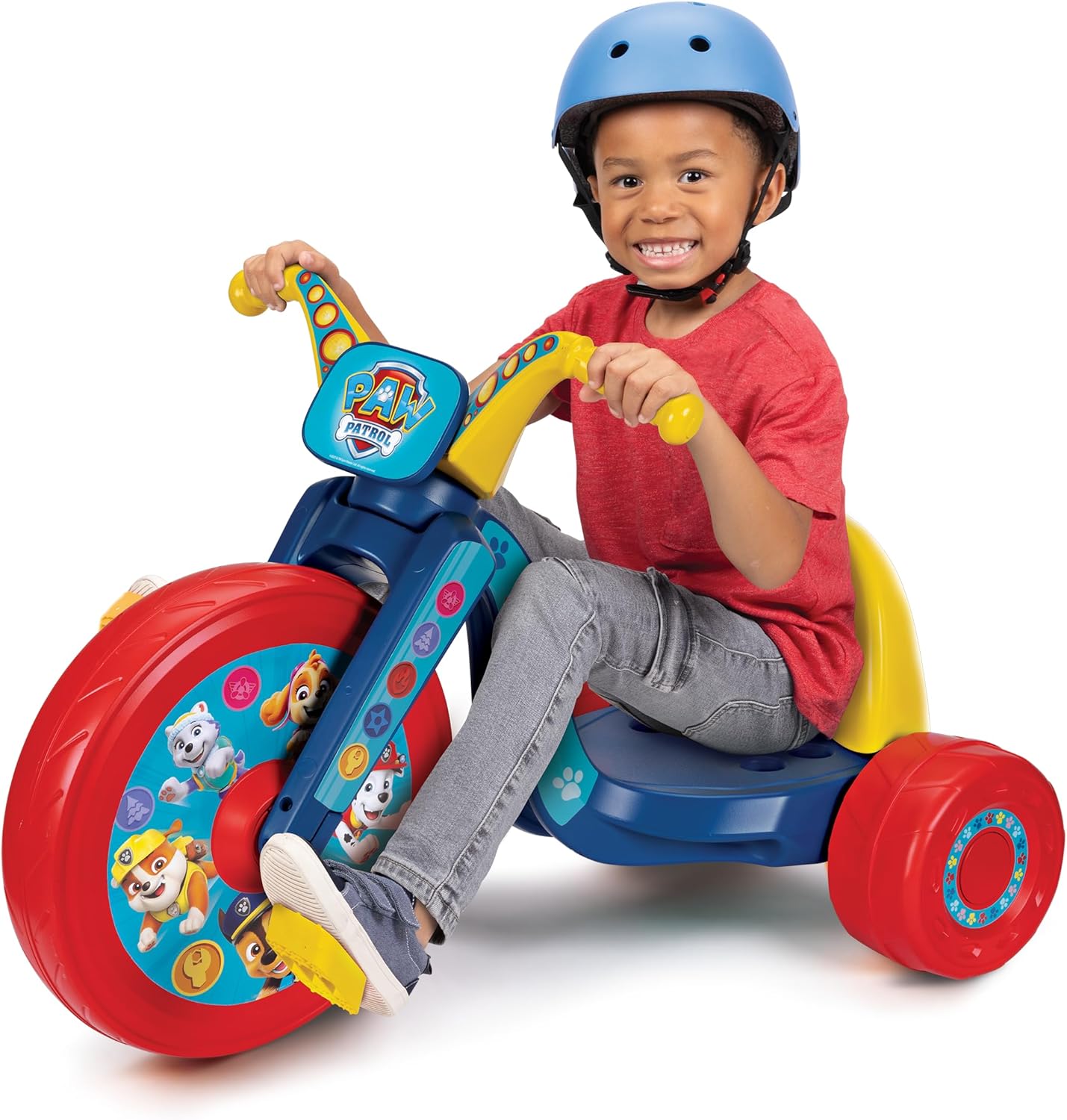 Paw Patrol Ride-On 15" Fly Wheels Cruiser Tricycle Bike, Trike Has Built-in Light on Both Sides of Big Wheel, Ages 3-7, for Kids 41”-44” Tall - 70 lbs. Weight Limit
