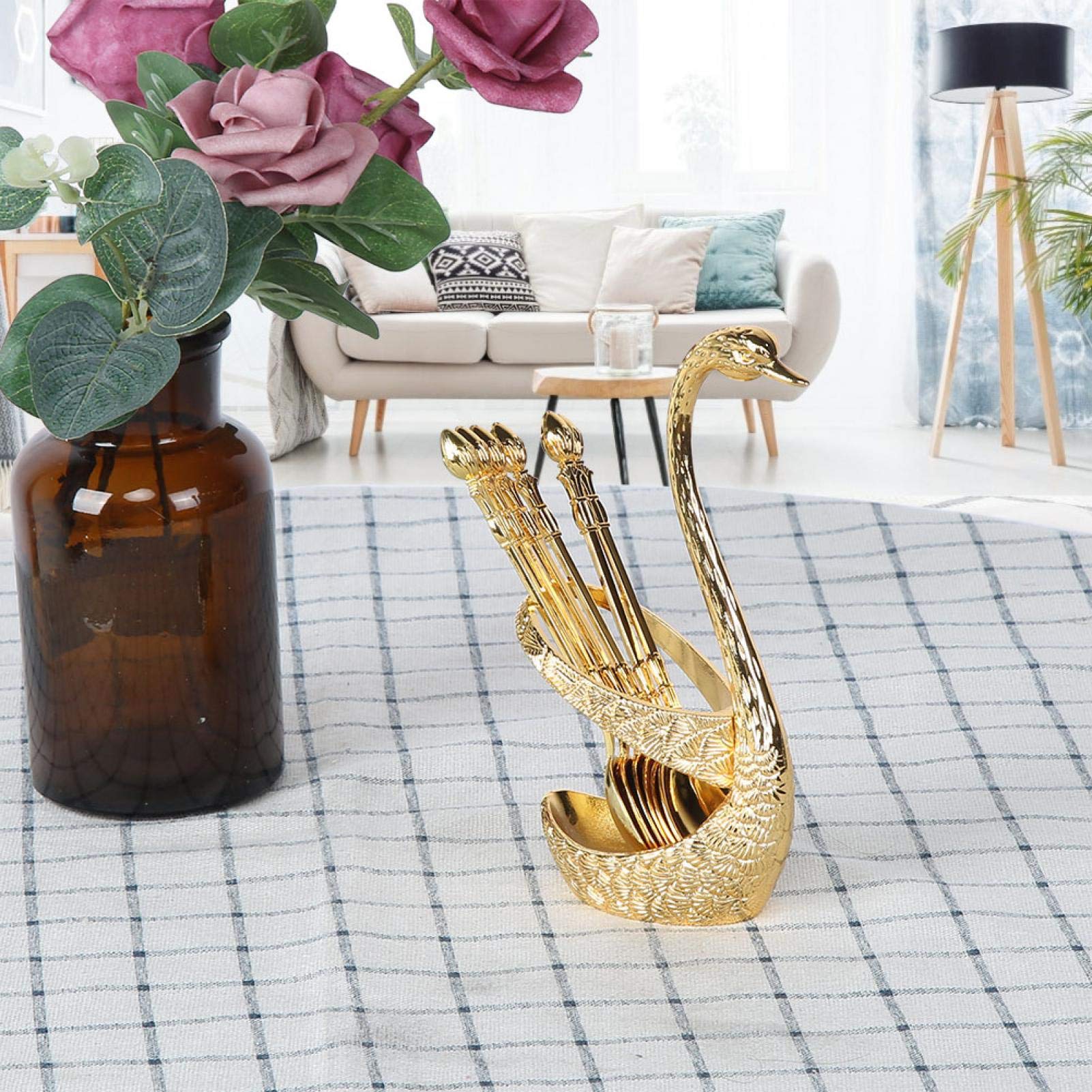 Cutlery Set Exquisite Engraved Food Spoon Kit for Salad for Home (gold)