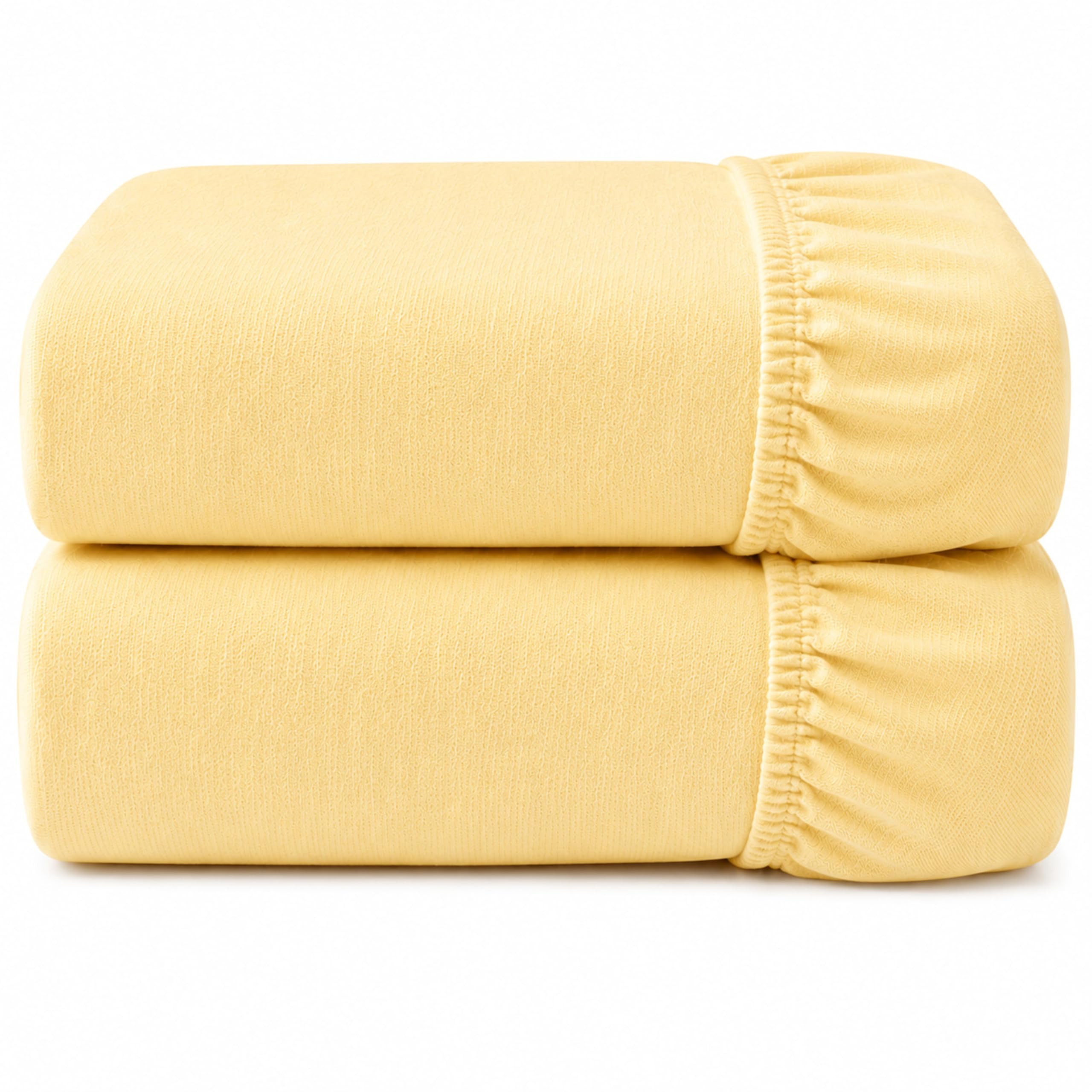 Dudu N Girlie Bedside Crib Sheets 85x51cm – Yellow, 2 Pack, Soft Jersey Cotton Fitted Bedding for Co Sleeper & Baby Cribs