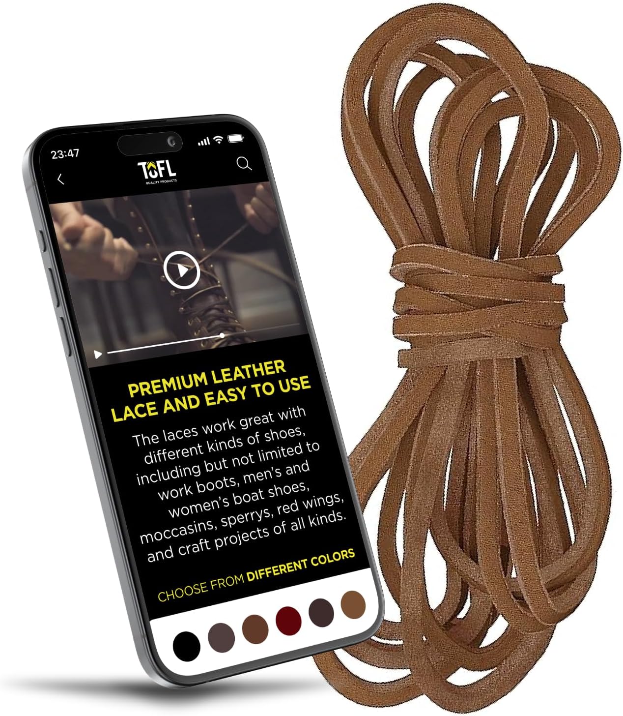 TOFL Logger Style Boot Laces for Work Boots | Extra Long 108 Inch Laces | 1 or 3 Pairs Durable Leather Strings