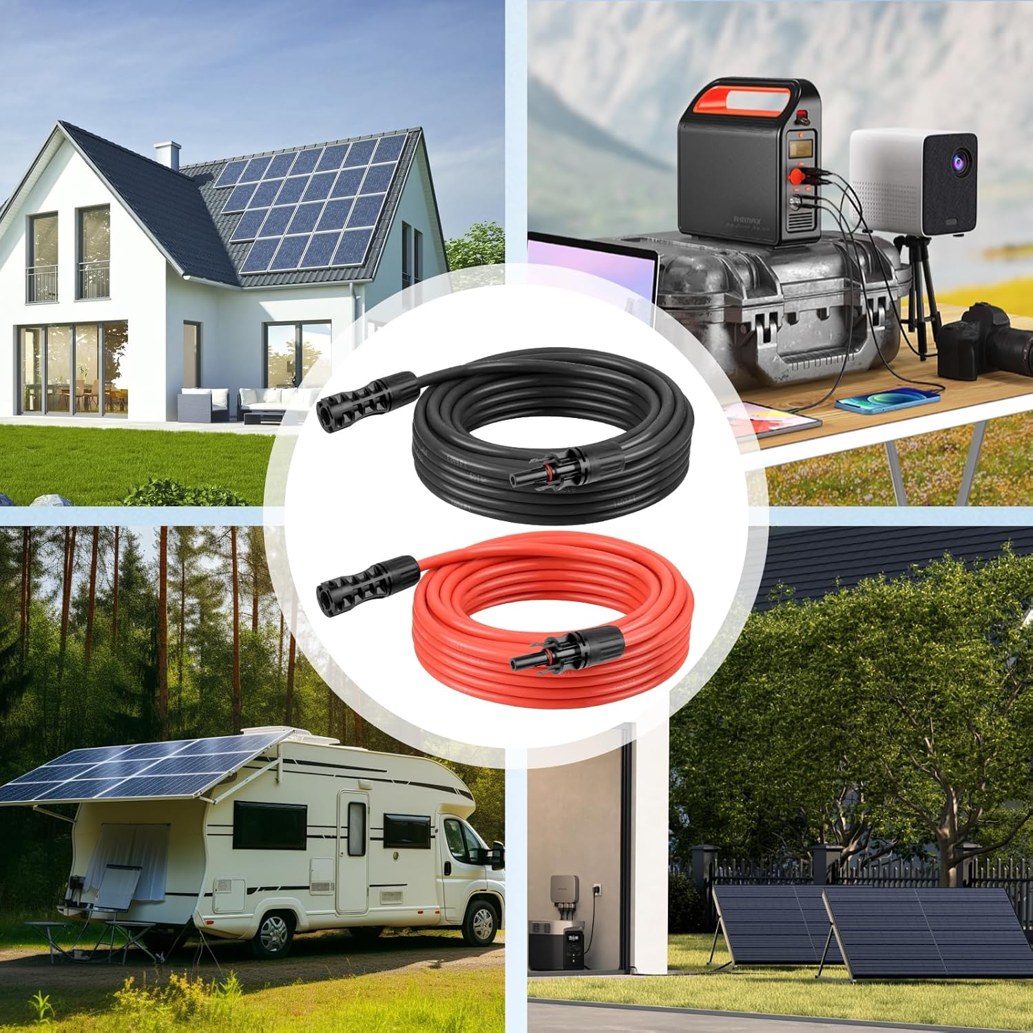 8 AWG Solar Extension Cable 100FT +14 Gauge Solar Extension Cable 100FT