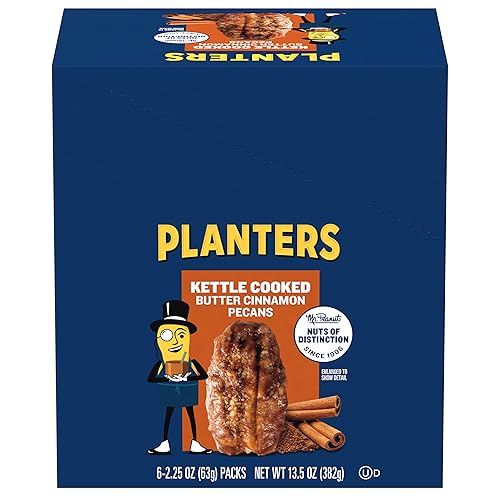 PLANTERS Kettle Cooked Butter Canela Pecans 2.25 oz Pack (paquete de 6)