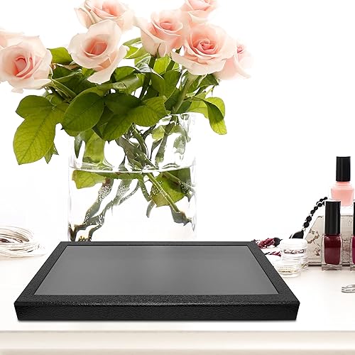 Miniatura 6 de Novel Box - Caja de exhibición de joyas, cuero sintético negro, 14.75 x 8.25 x 1.15 pulgadas, caja de joyería grande con tapa desmontable, vitrinas