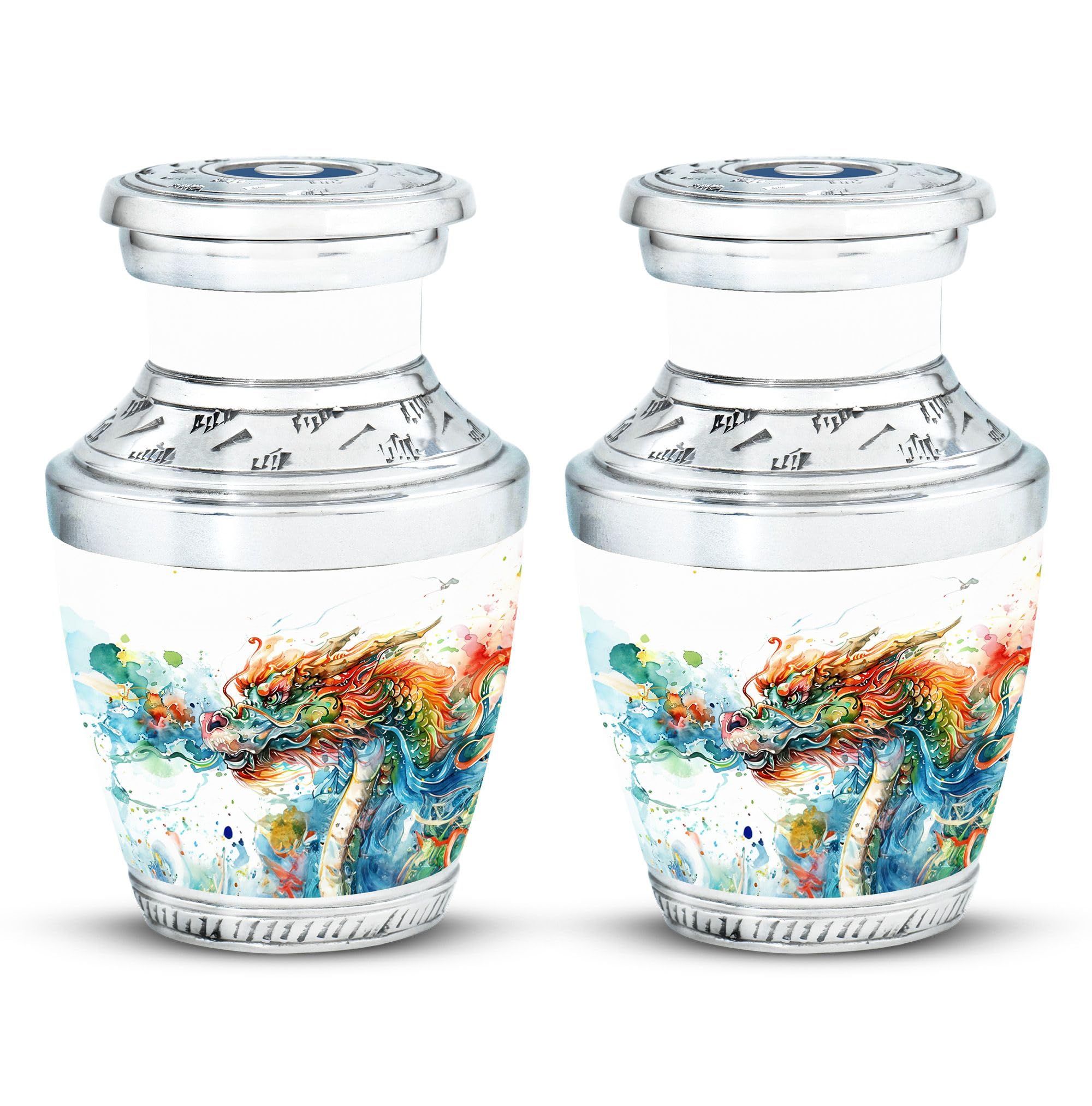 YATHABHISA Dragon Urn, Adult Male & Female - Memorial for Human Remains - Pack of 2 - Small Urn for Human Ashes - Funeral Urns - Burial Urns - Keepsake Mini Cremation Urns for Adults