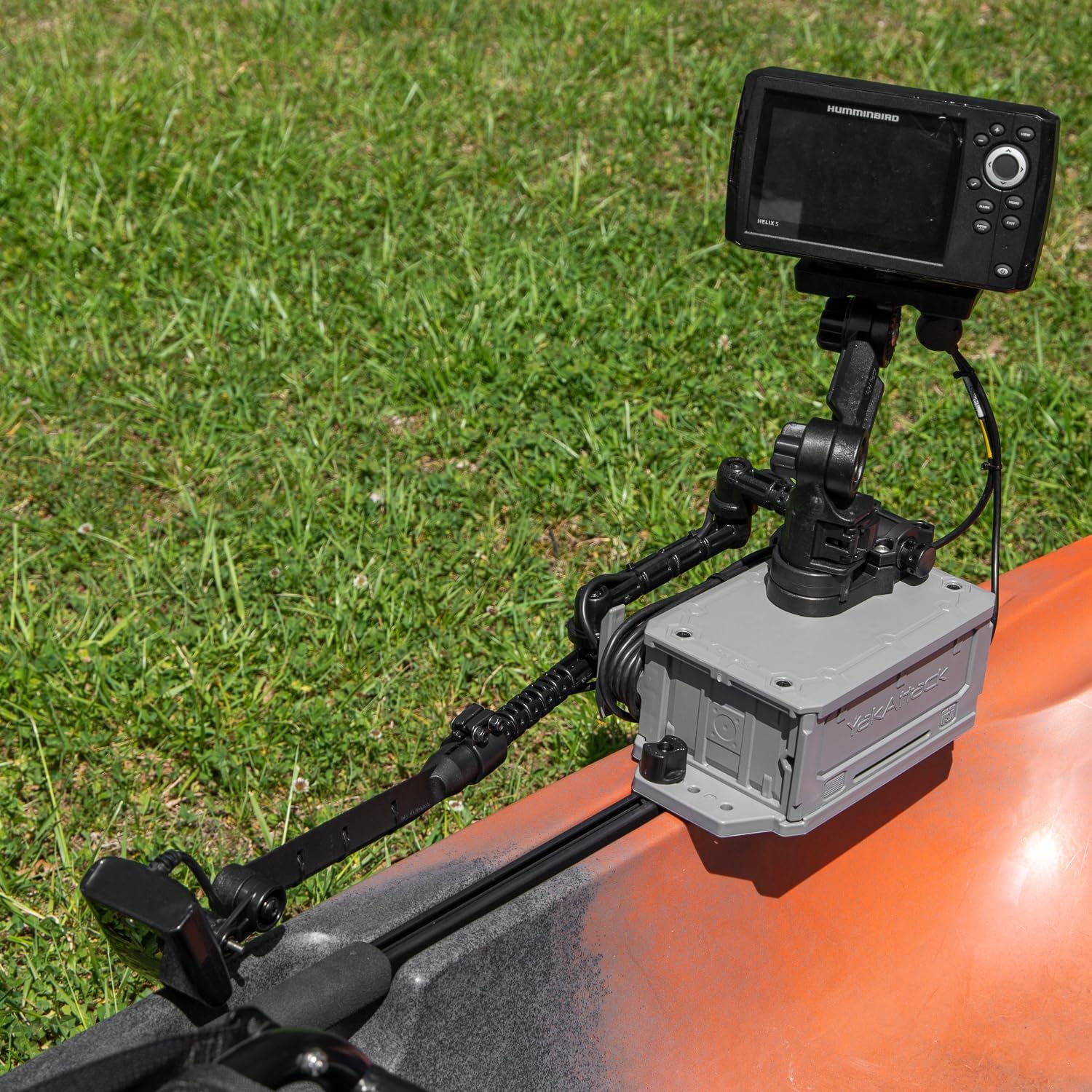 YakAttack CellBlok Battery Box & Switchblade Transducer Arm Combo - Color Options | USA Made | Kayak Fish Finder Mounting | Compact & Tool-Free Install | Track Compatible | Universal Kayak Accessory