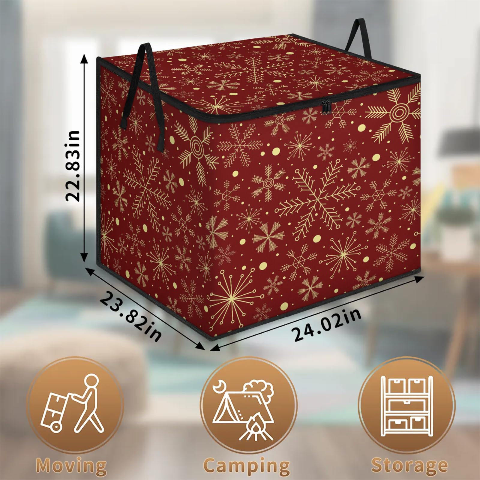 Bolsas de almacenamiento grandes de Navidad con cremalleras y asas, caja de almacenamiento plegable de copos de nieve de Navidad, contenedor de almacenamiento, organizador de mantas, contenedores de