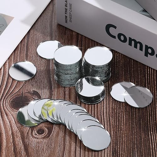 Miniatura 4 de Jetec 120 piezas de espejos redondos pequeños de vidrio de 1 pulgada, azulejos de espejo redondos de vidrio para manualidades y proyectos de