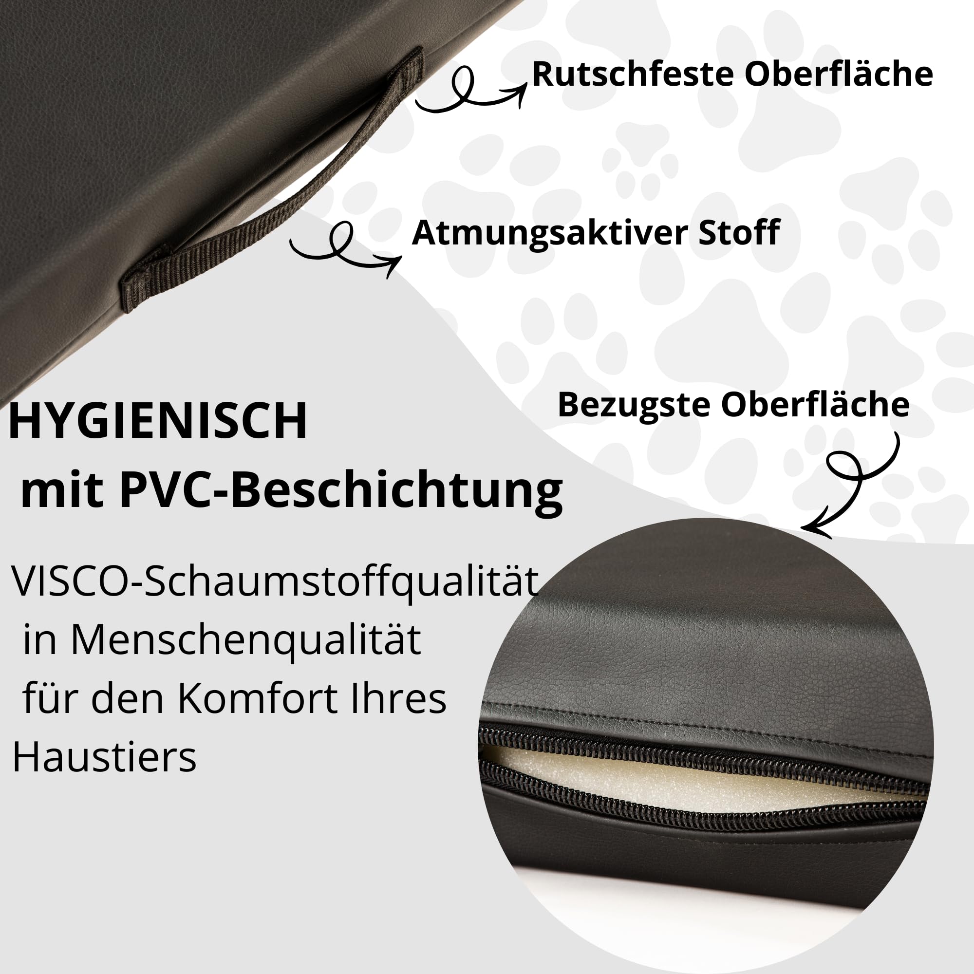 COOL PET Orthopädische Hundematratze, 138 × 88× 5 cm – VISCO-Schaumstoff (Memory-Schaum), strapazierfähiger Bezug aus hochwertigem Kunstleder mit wasserabweisendem PVC-Anstrich, Made in EU, Schwarz