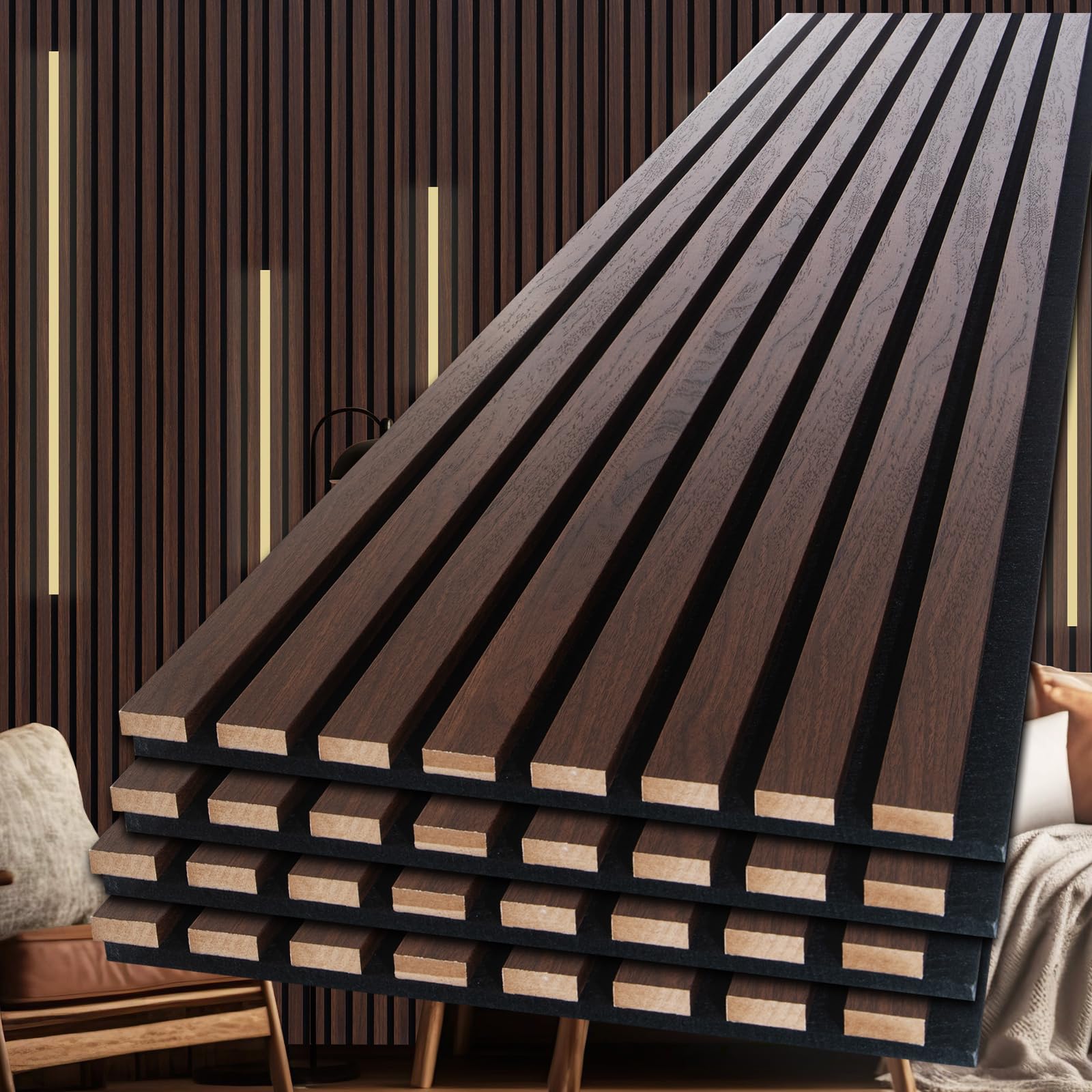 Photo 1 of ***FACTORY SEALED *** NeatiEase Wood Slat Wall Panels - Rustic Walnut