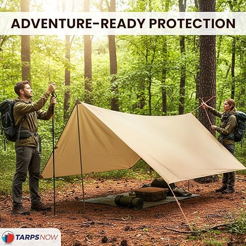 Miniatura 2 de Tarps Now - Lona de polietileno impermeable resistente de 10 x 20 pies  Lona reforzada de 12 milésimas de pulgada de grosor con ojales de aluminio