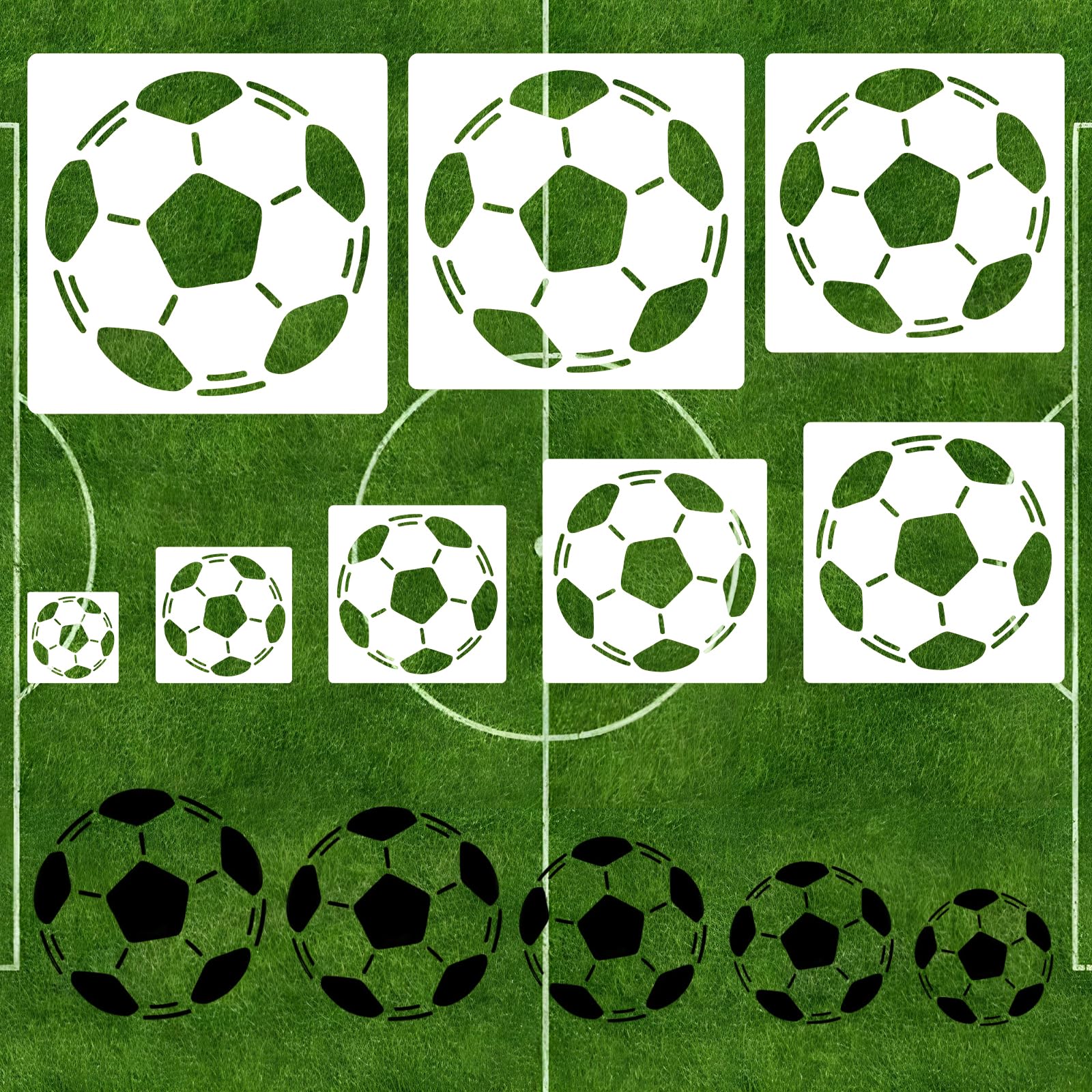 12-teiliges Fußball Schablonen Set - Wiederverwendbare Zeichenschablonen