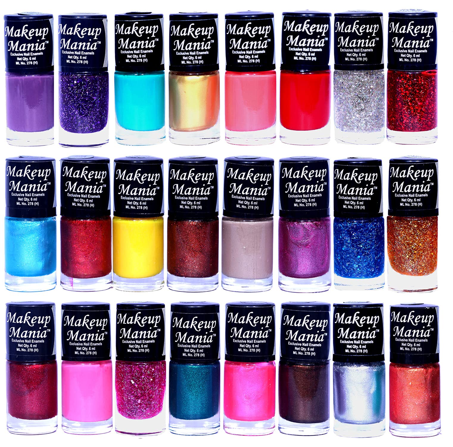Makeup ManiaNail Polish Set of 24 Pcs, Nail Paint of 6ml each x 24 Pcs, MultiColor Set 92-94 (Combo of 24 Pcs)