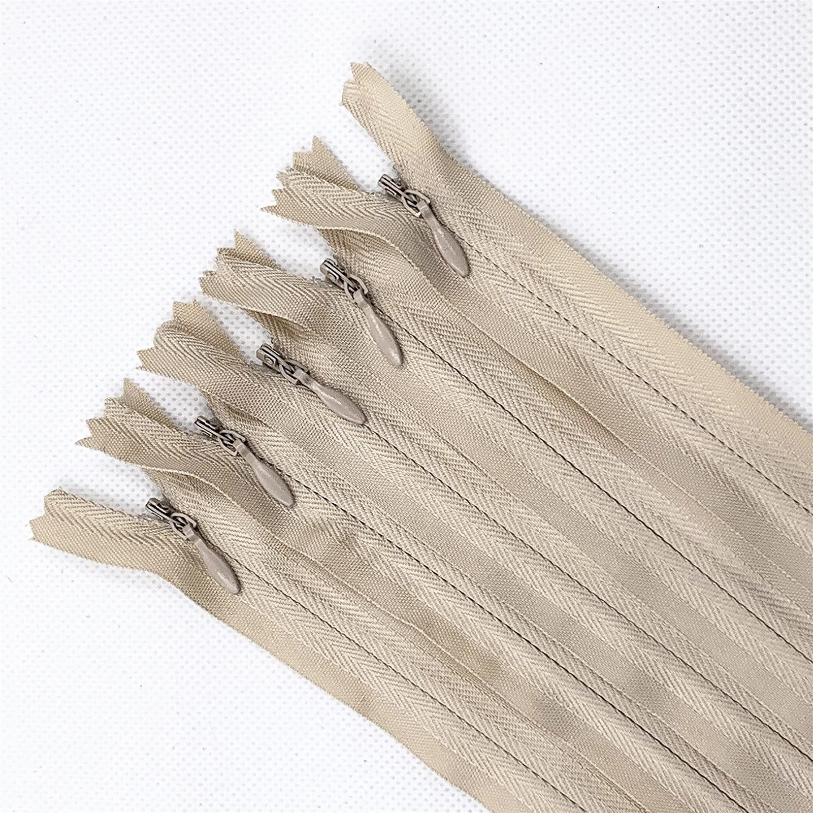 Bclla Zkenshan-Zippers 3# 10pcs Beige Concealed Zipper 20/60cm (8/24 Inch) Tailor Sewing Process DIY, Nylon Zip Ring, Practical and Durable (Color : Beige, Length : 60cm)