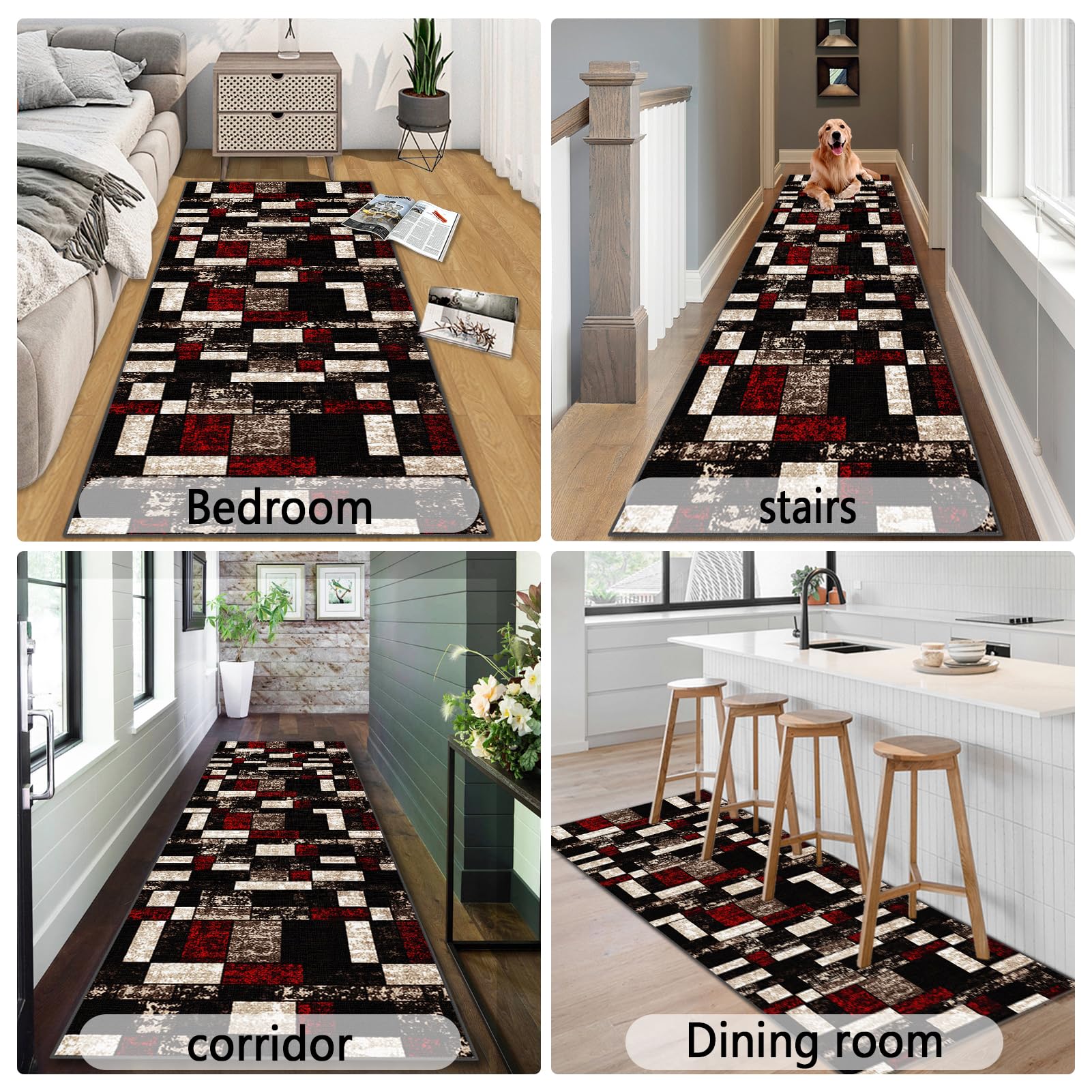 Tappeto lungo e stretto, antiscivolo, per soggiorno, morbido, a pelo corto, moderno, per cucina, sala da pranzo, tinta unita, 70 x 350 cm, design accogliente e imbottito