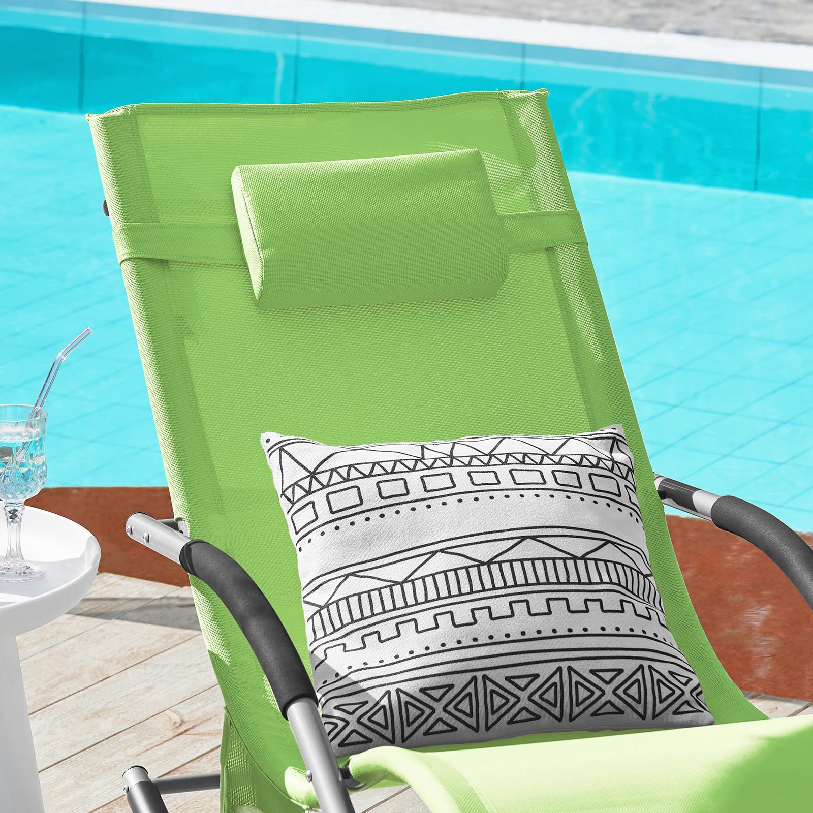 SoBuy Lettino a Dondolo da Giardino in Textilene Verde 150x63x87cm OGS28-GR