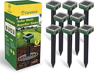 Careland Solar Mole Groundhog Repellent Stakes Outdoor Ultrasonic Gopher Repeller Vole Deterrent Waterproof Sonic Repellen...