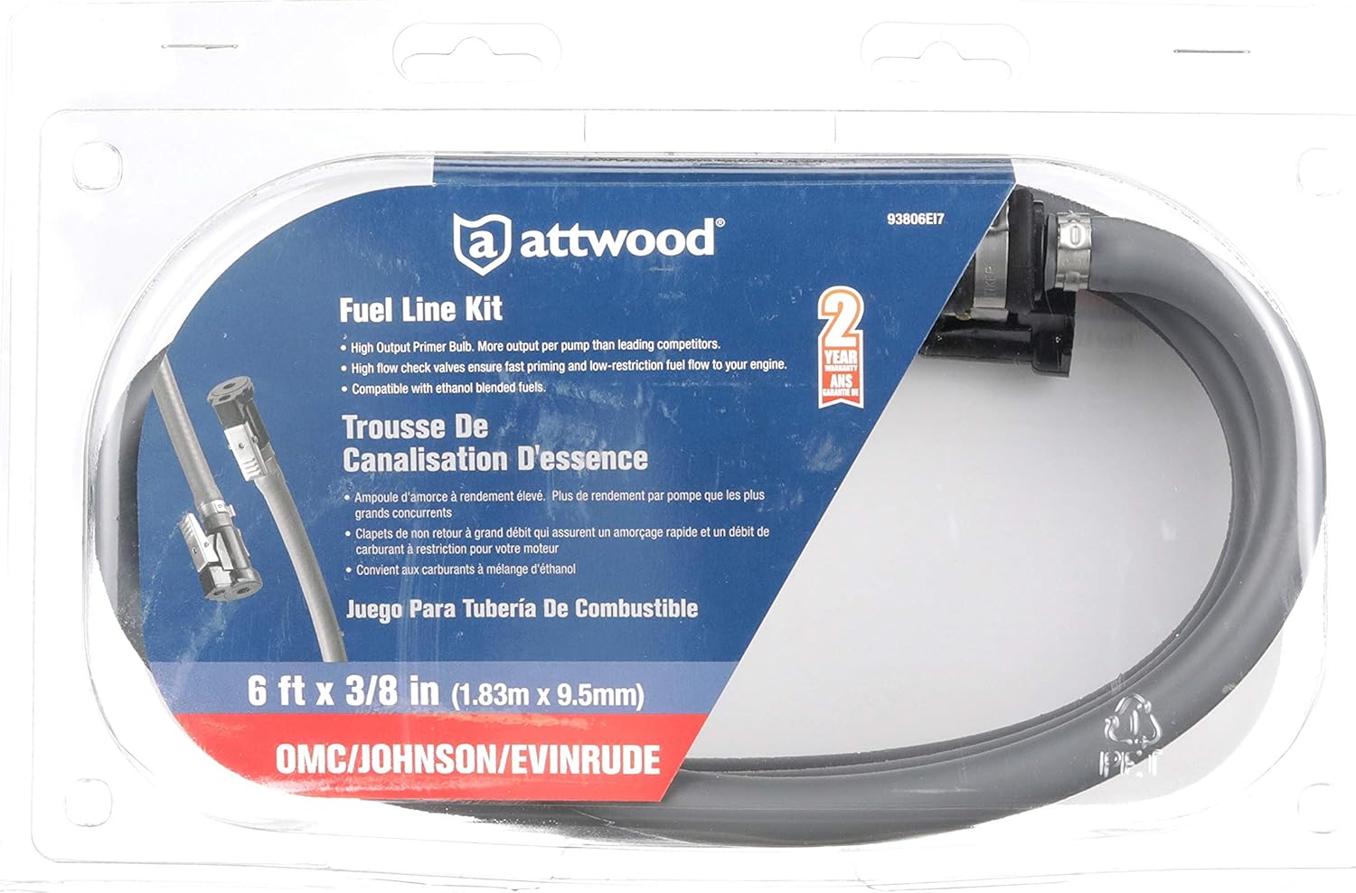 Attwood 93806EI7 Portable Fuel Tank Fuel Line Kit - Not for Use in USA : Sports & Outdoors
