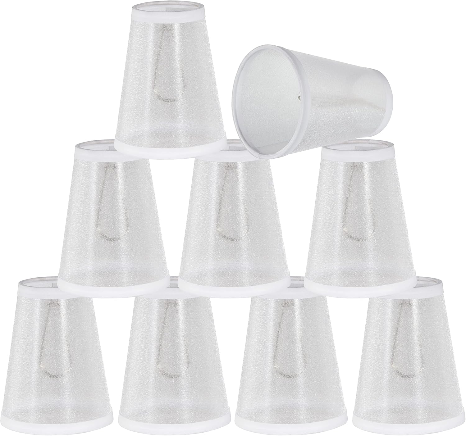 Aspen Creative 32668-9A, Empire Clip-On Chandelier Lamp Shade, White, 2 1/2" Top x 4" Bottom x 5" Slant Height, Set of 9