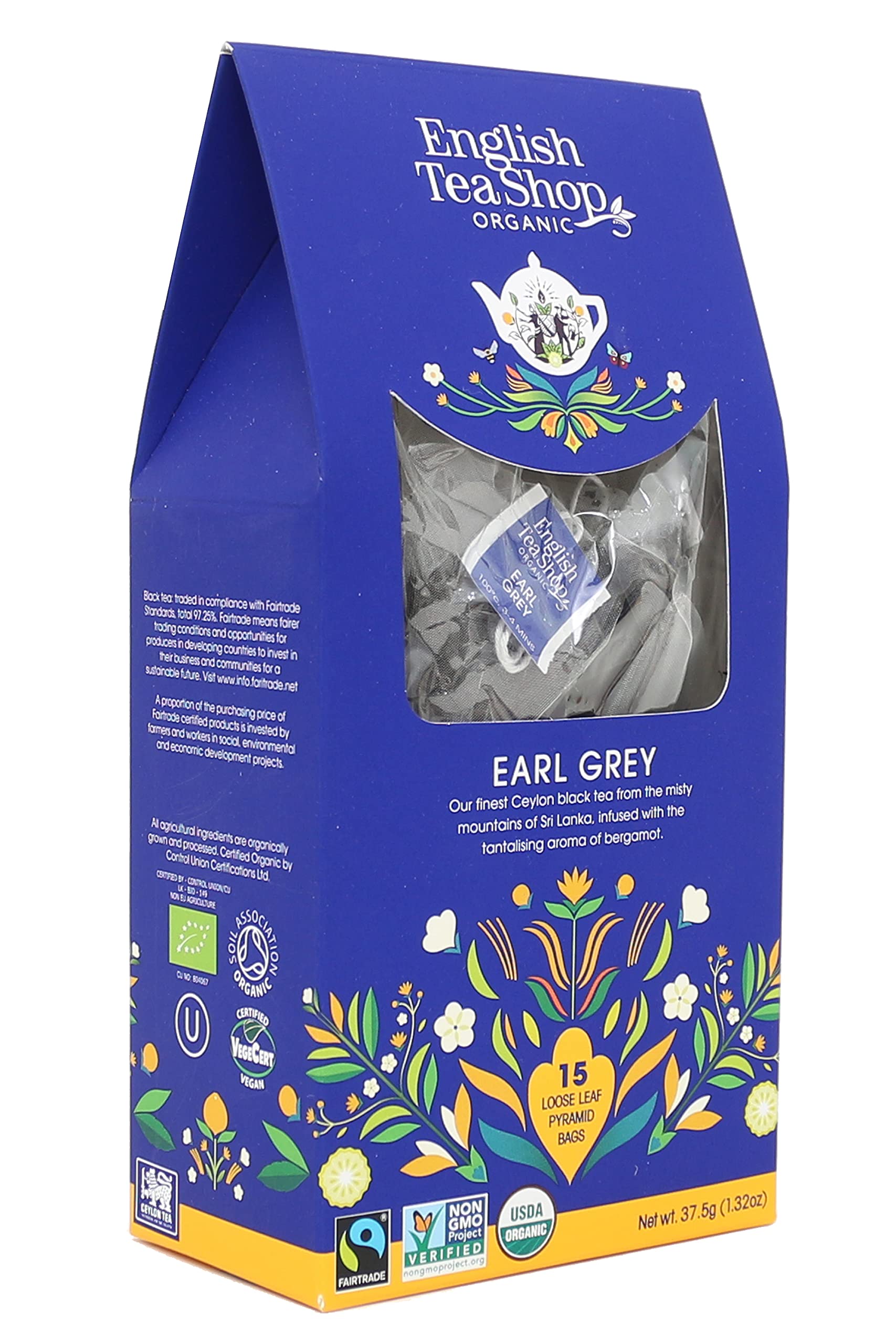 English Tea Shop Organic Earl Grey Loose Leaf - 15 Loose leaf pyramid tea bags