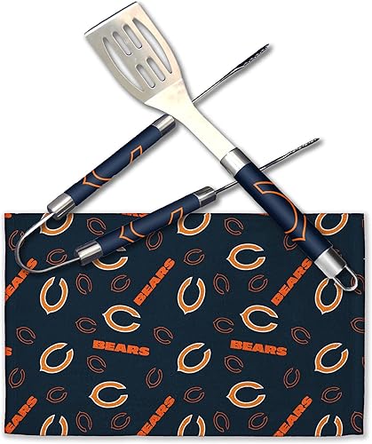 Northwest NFL - Juego de 3 piezas para barbacoa con logotipo y color del equipo espátula, pinzas y toalla, San Francisco 49ers