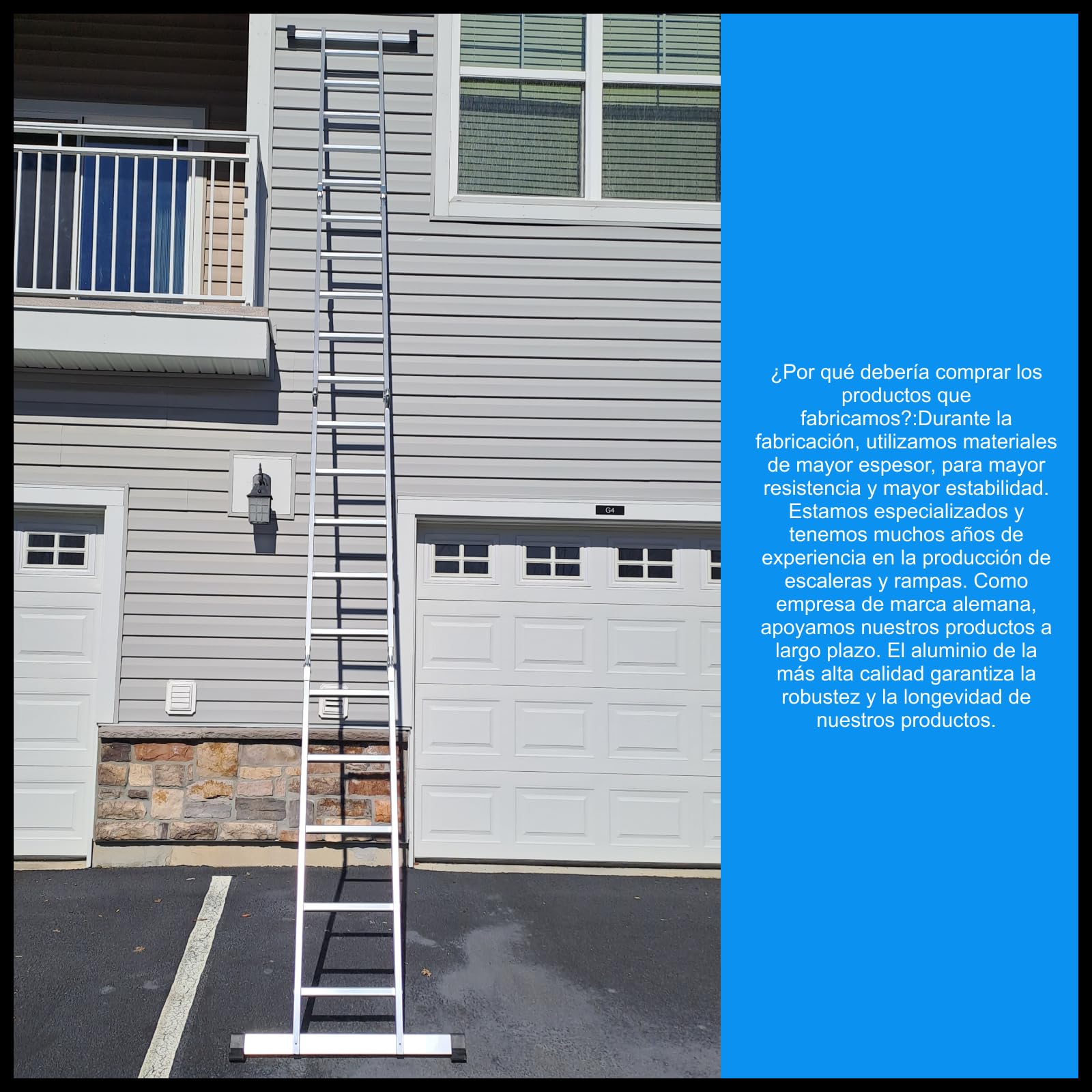 6.7m Escalera Multiuso Multifuncional Plegable 670cm Tijera Bisagra Grande Aluminio con 2 Estabilizadores Nueva Generación Calidad Alta KS6.7